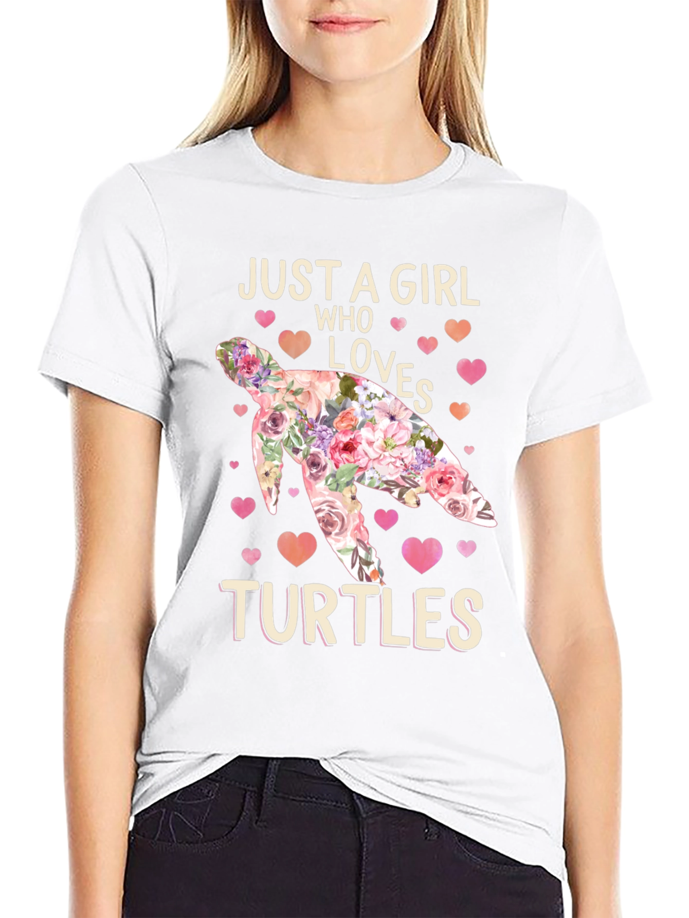 Just A Girl Who Loves Turtles Floral T-Shirt