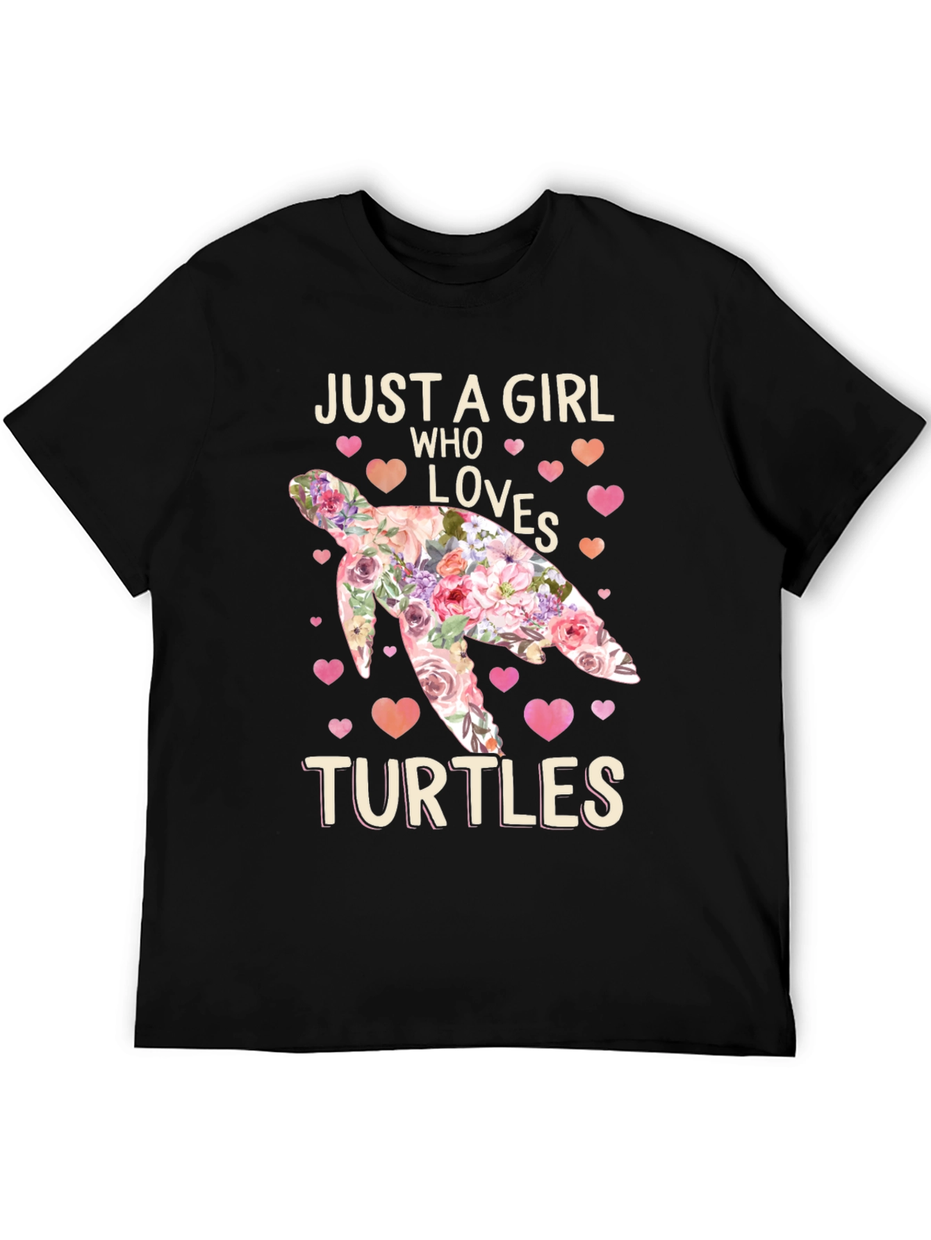 Just A Girl Who Loves Turtles Floral T-Shirt