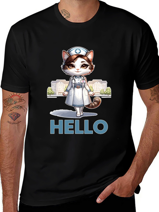Nurse Cat T-Shirt - Hello Feline Medical Cute Tee