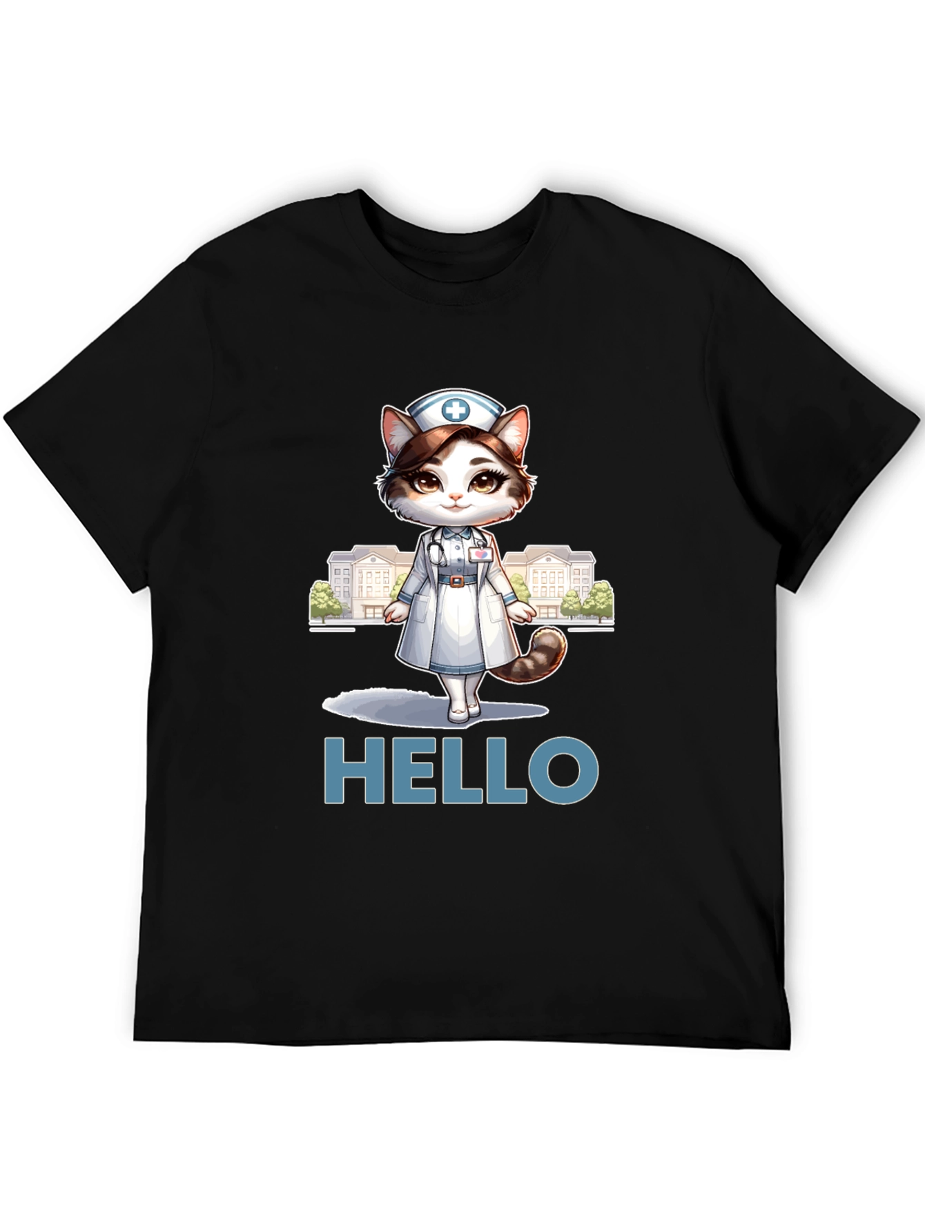Nurse Cat T-Shirt - Hello Feline Medical Cute Tee