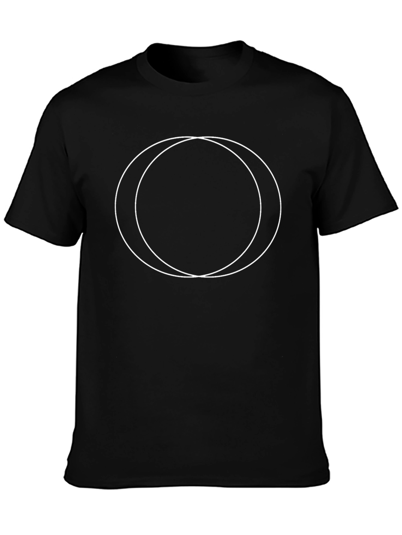 Minimalist Overlapping Circles Graphic Black T-Shirt