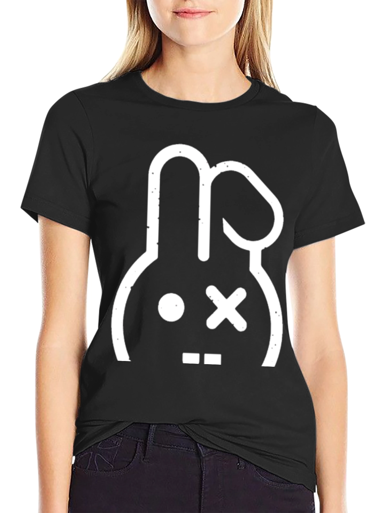 Cool Rabbit Graphic Tee - Black Cotton T-Shirt