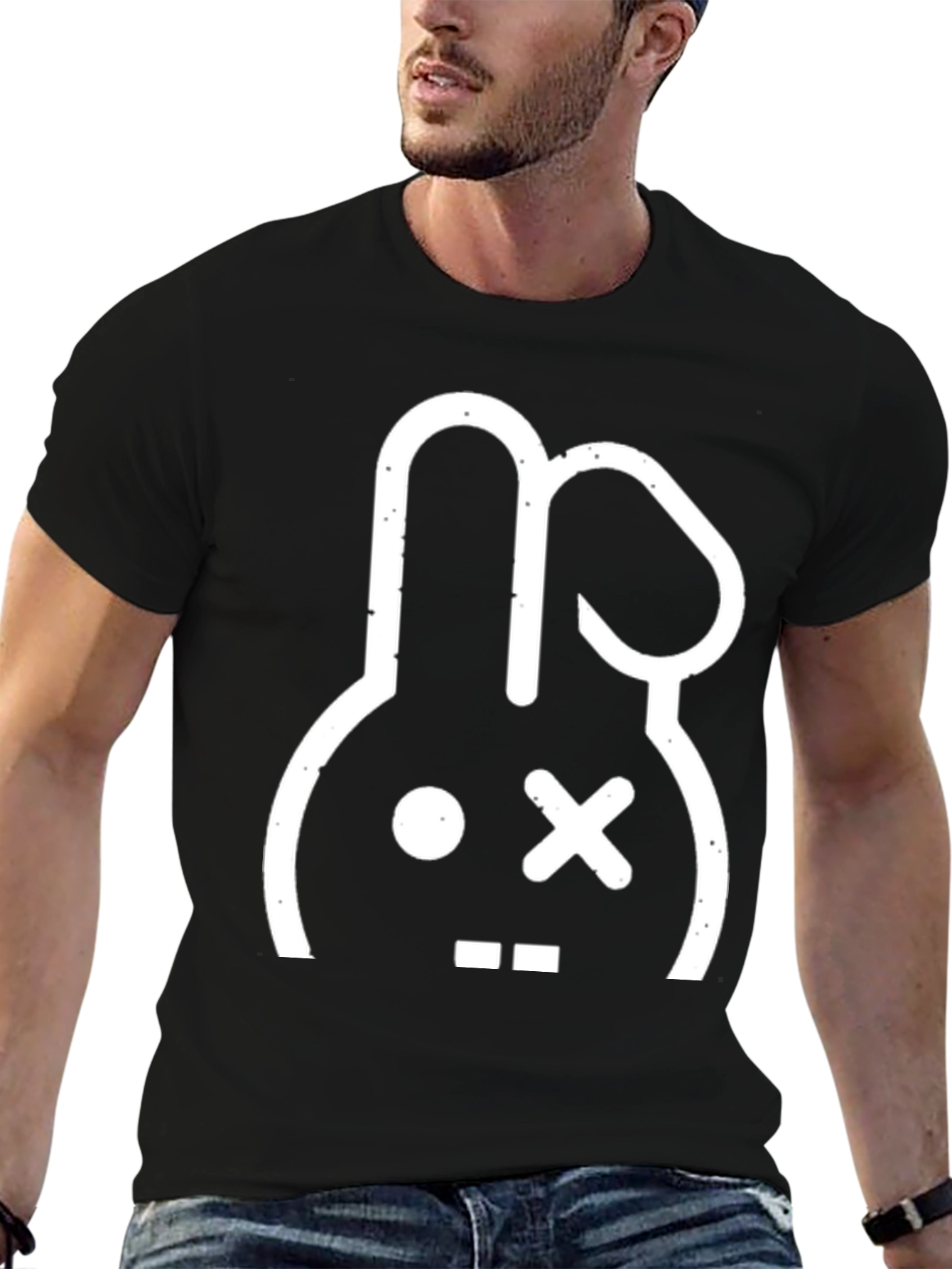 Cool Rabbit Graphic Tee - Black Cotton T-Shirt