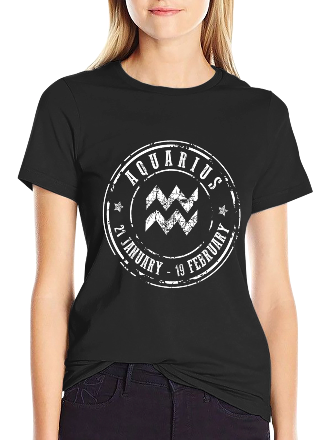 Aquarius Zodiac Sign Black T-Shirt