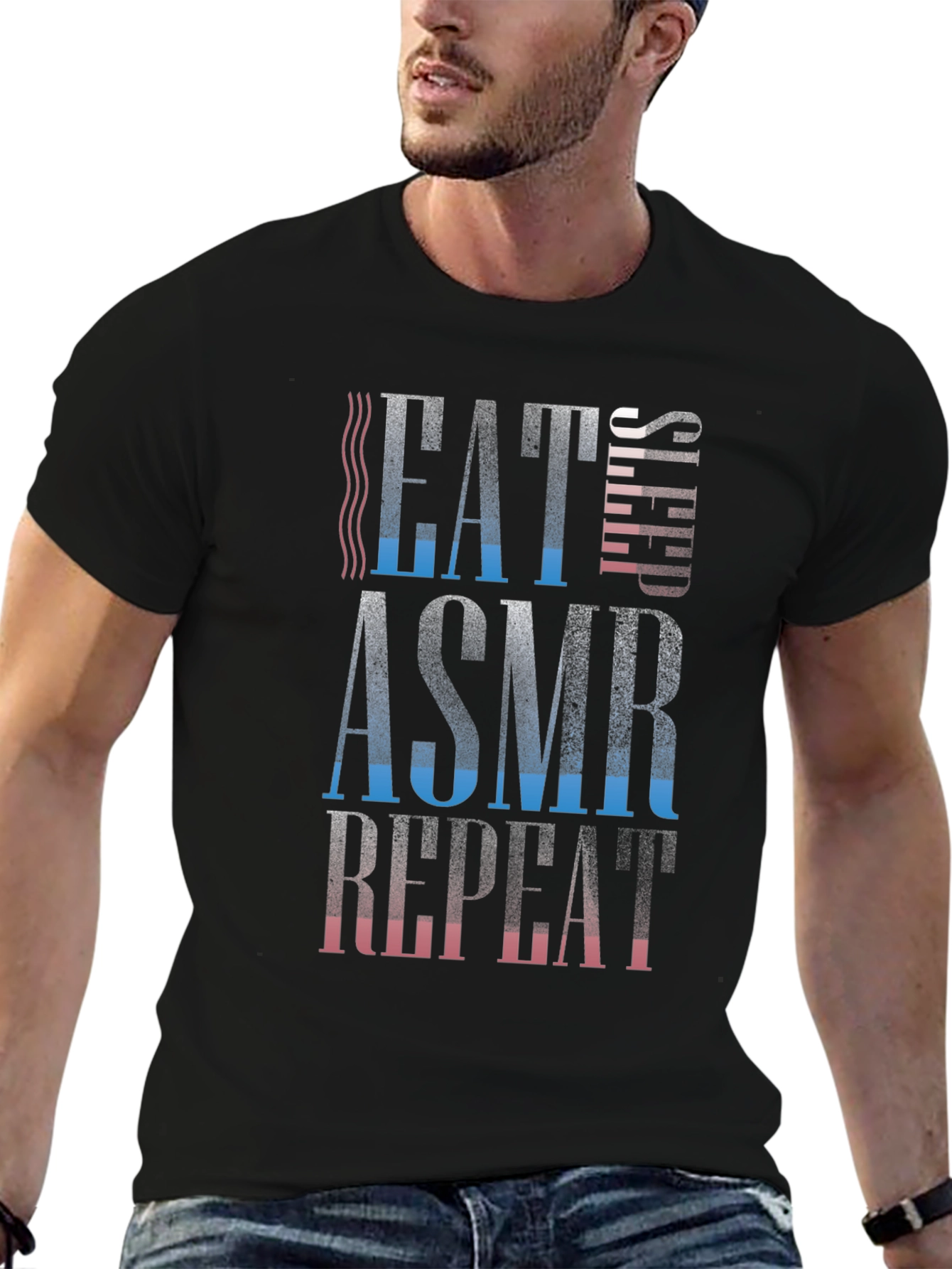 Eat Sleep ASMR Repeat Black T-Shirt