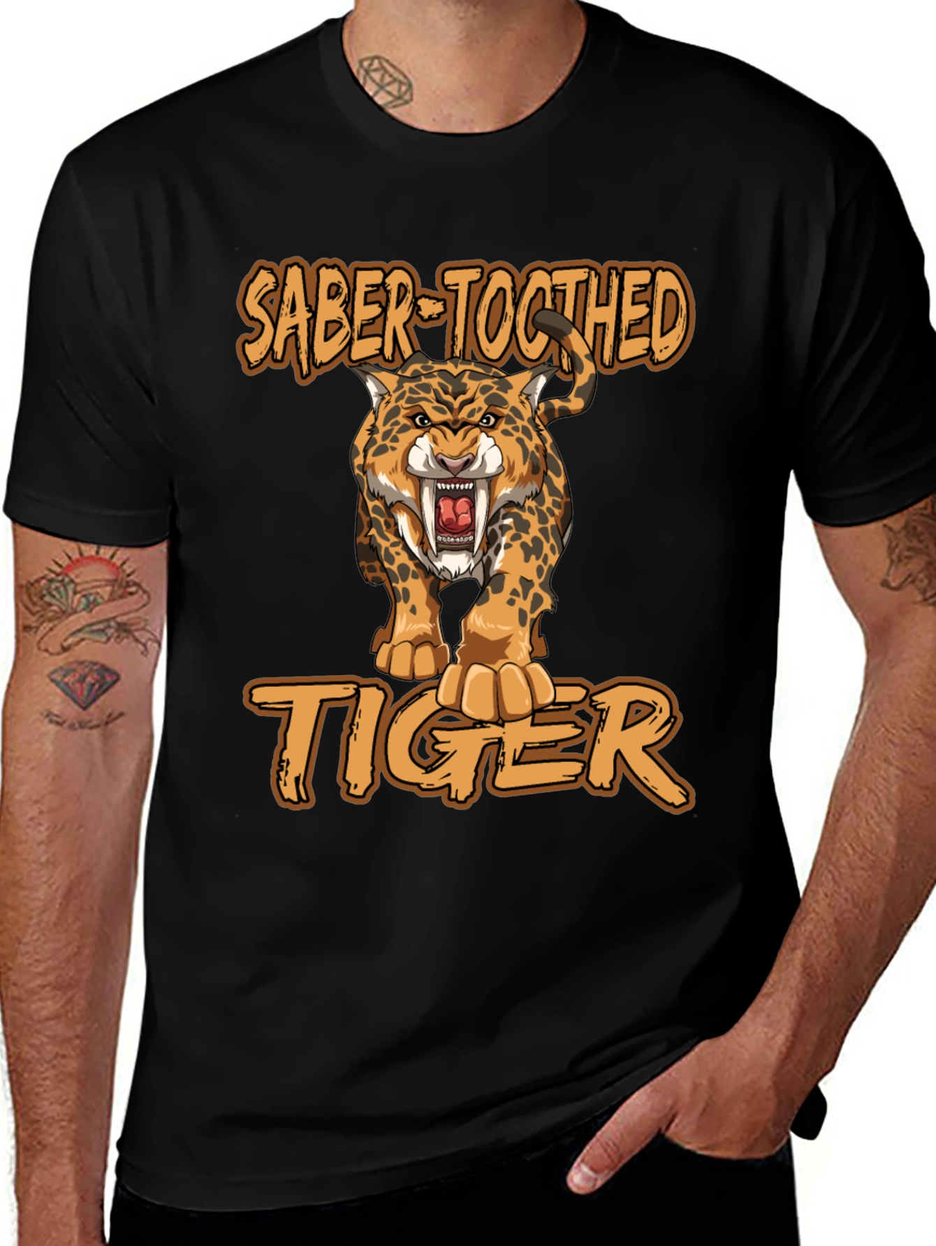 Saber-Toothed Tiger Graphic Print T-Shirt