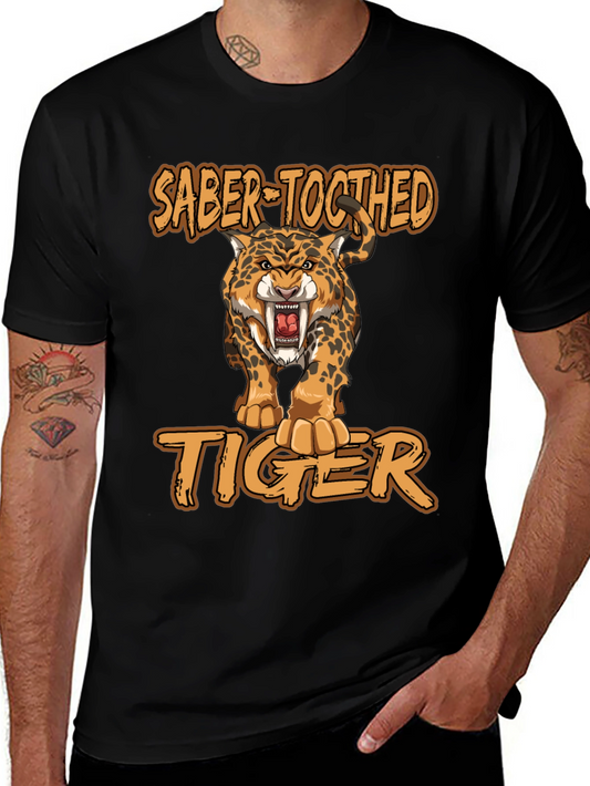 Saber-Toothed Tiger Graphic Print T-Shirt