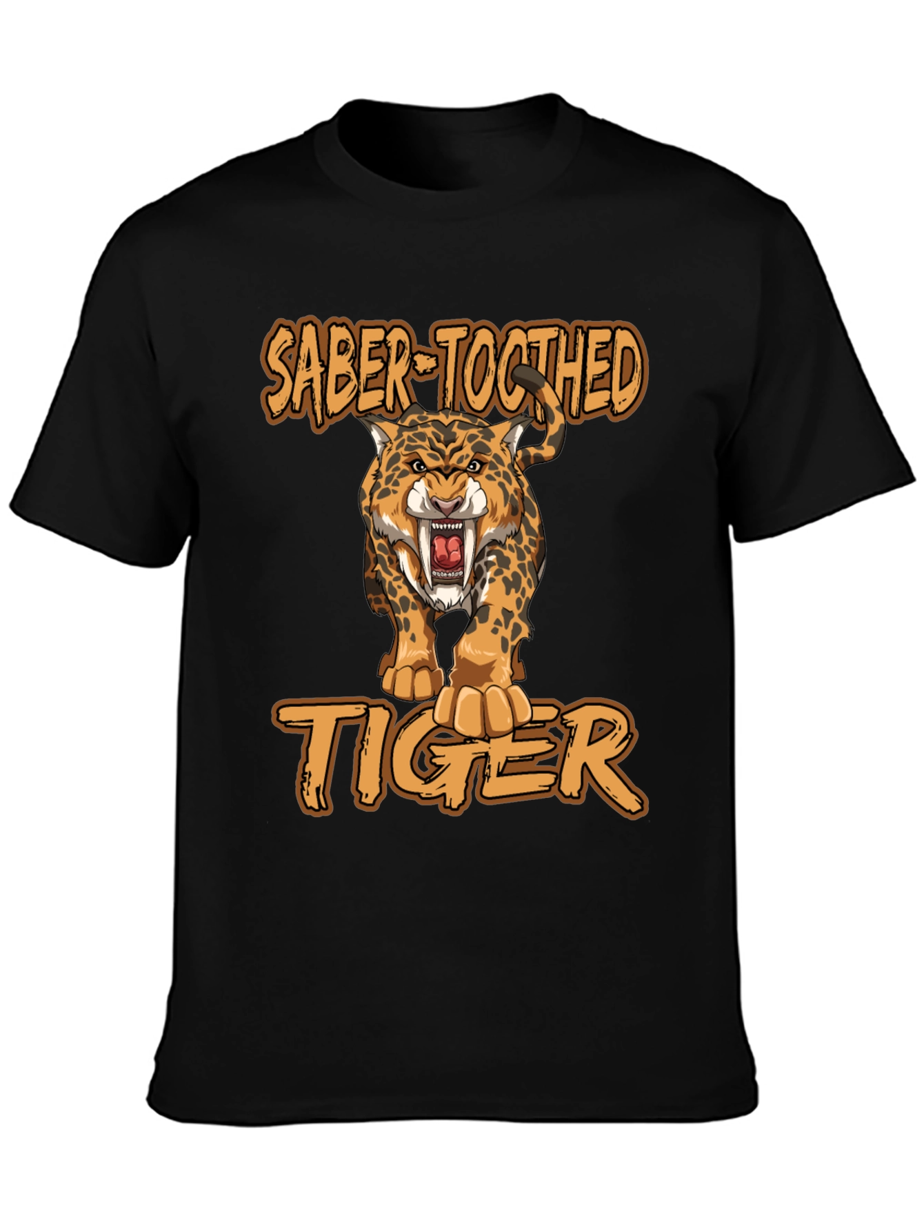 Saber-Toothed Tiger Graphic Print T-Shirt