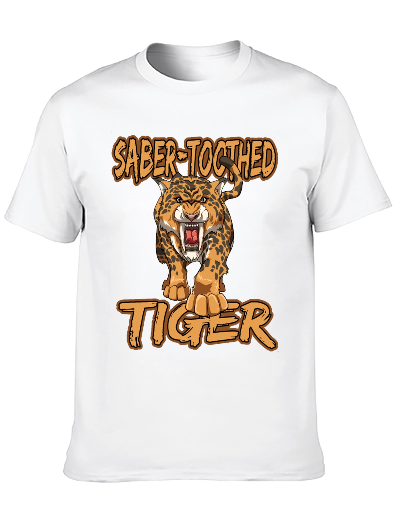 Saber-Toothed Tiger Graphic Print T-Shirt