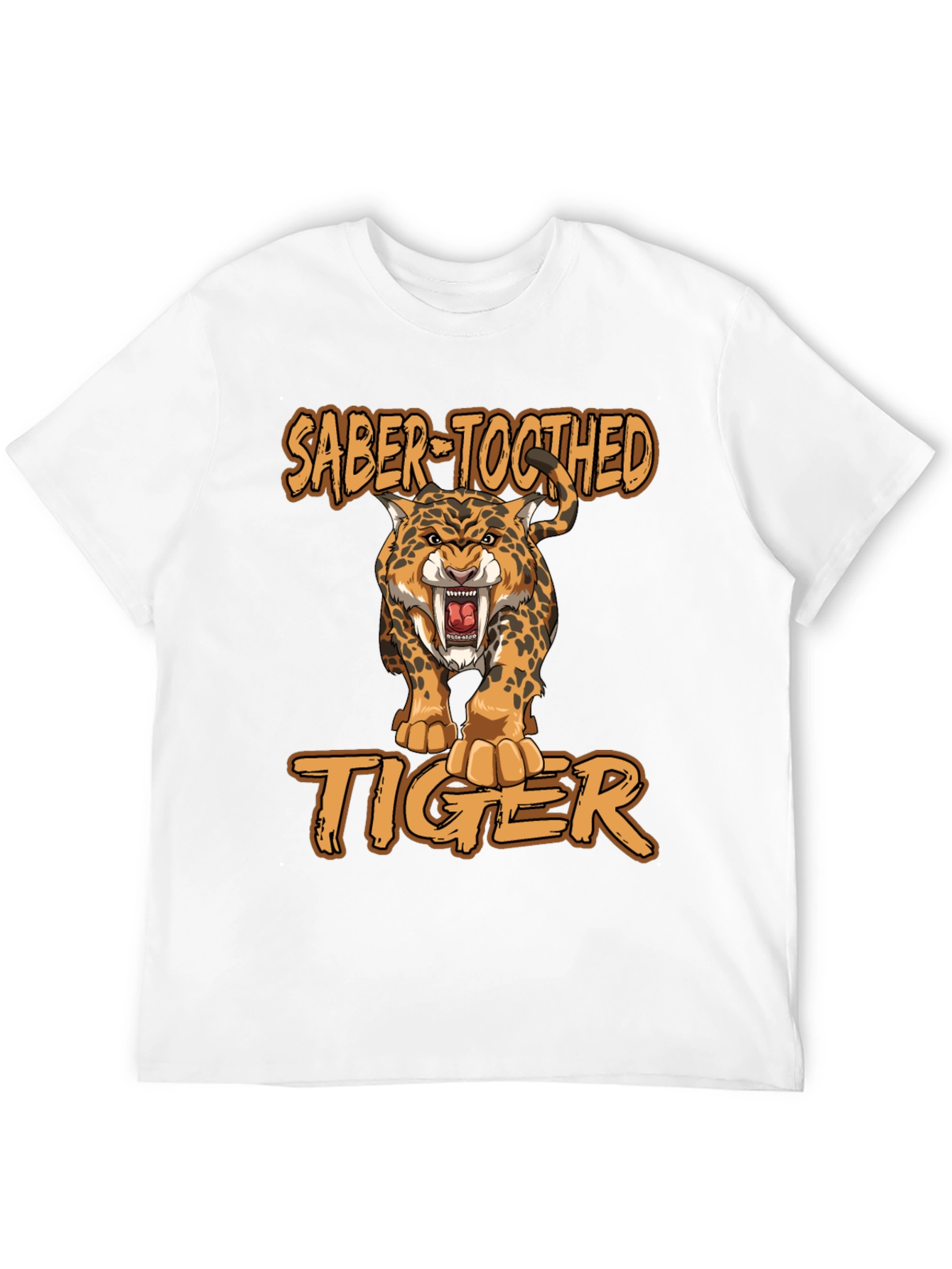 Saber-Toothed Tiger Graphic Print T-Shirt