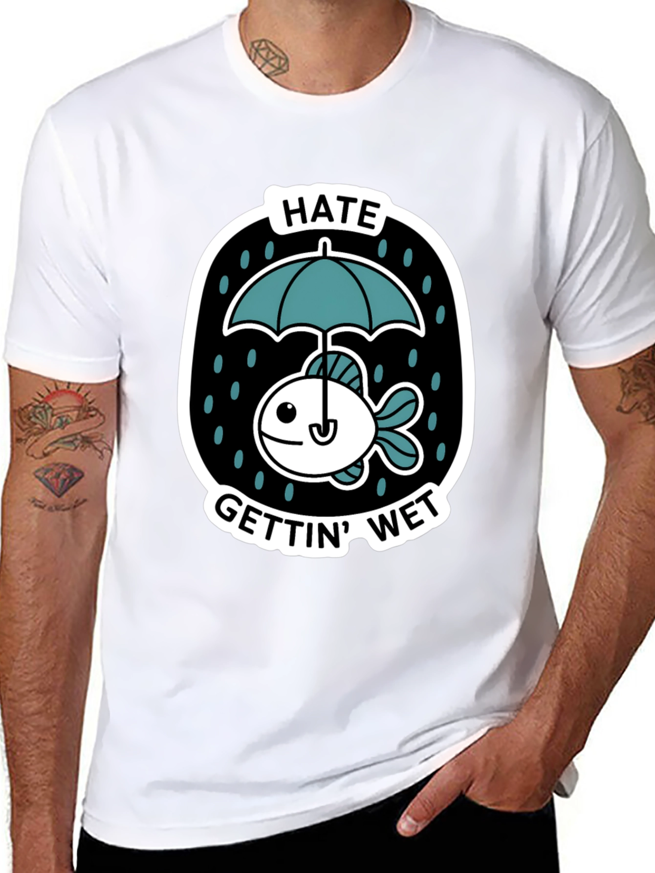 Funny Fish Hates Getting Wet Graphic Tee