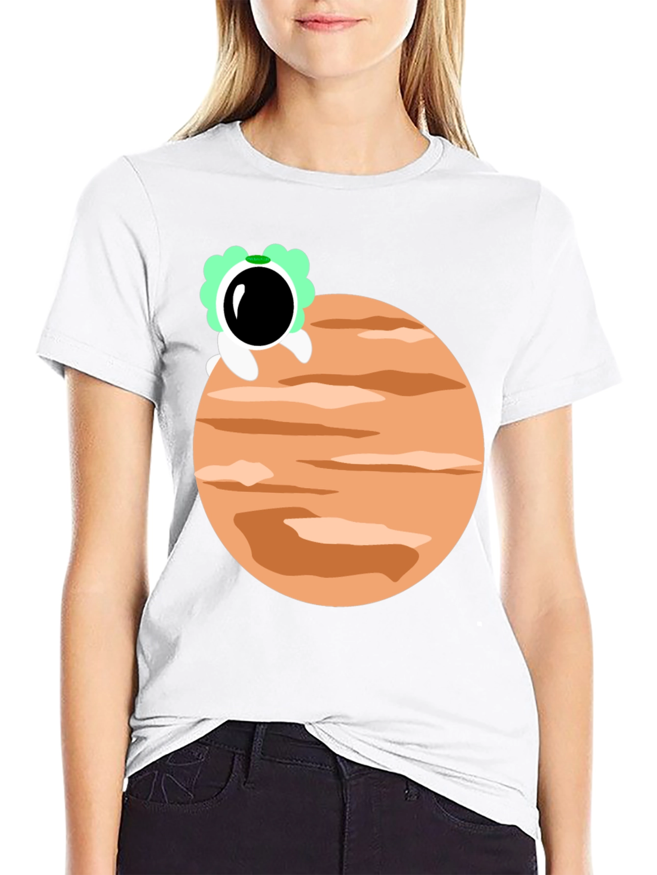 Astronaut Planet Graphic Tee - Trendy Black T-Shirt
