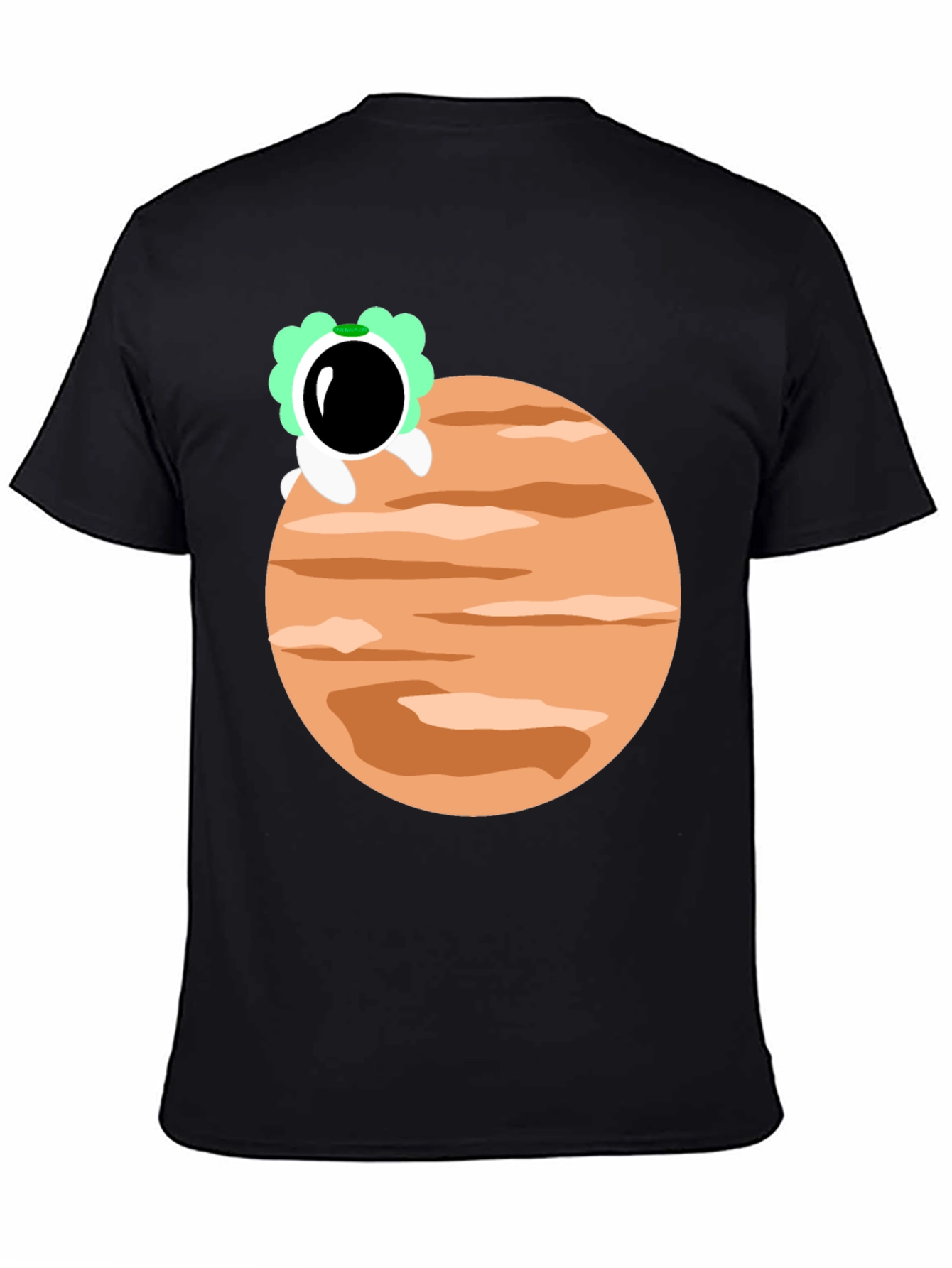 Astronaut Planet Graphic Tee - Trendy Black T-Shirt