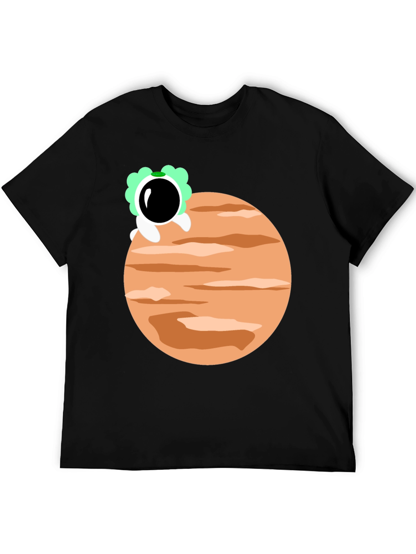 Astronaut Planet Graphic Tee - Trendy Black T-Shirt