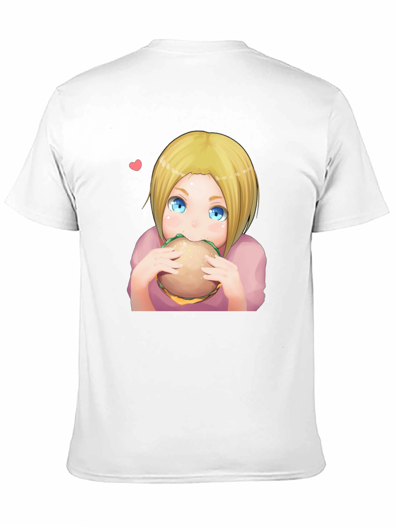 Anime Girl Eating Burger Graphic T-Shirt - Black