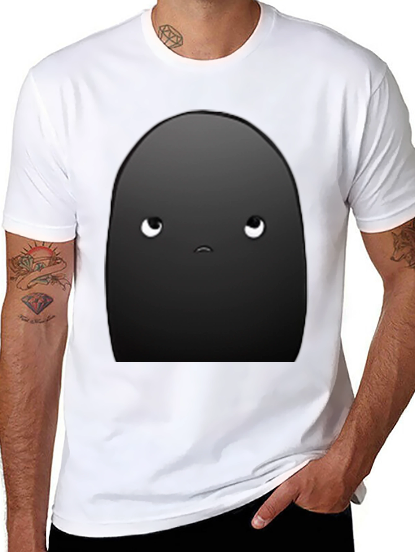 Sad Bean Black T-Shirt - Express Yourself!