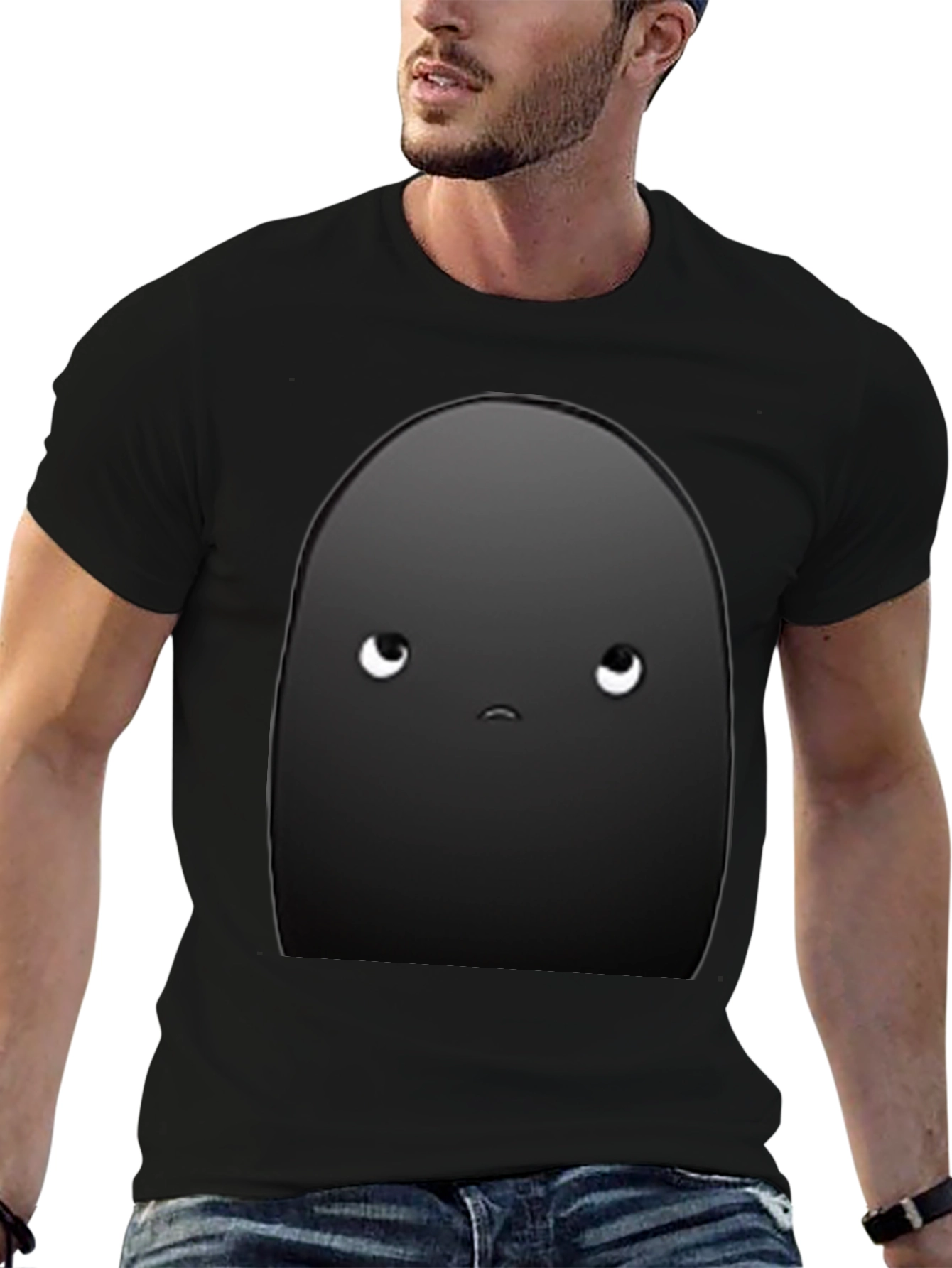 Sad Bean Black T-Shirt - Express Yourself!