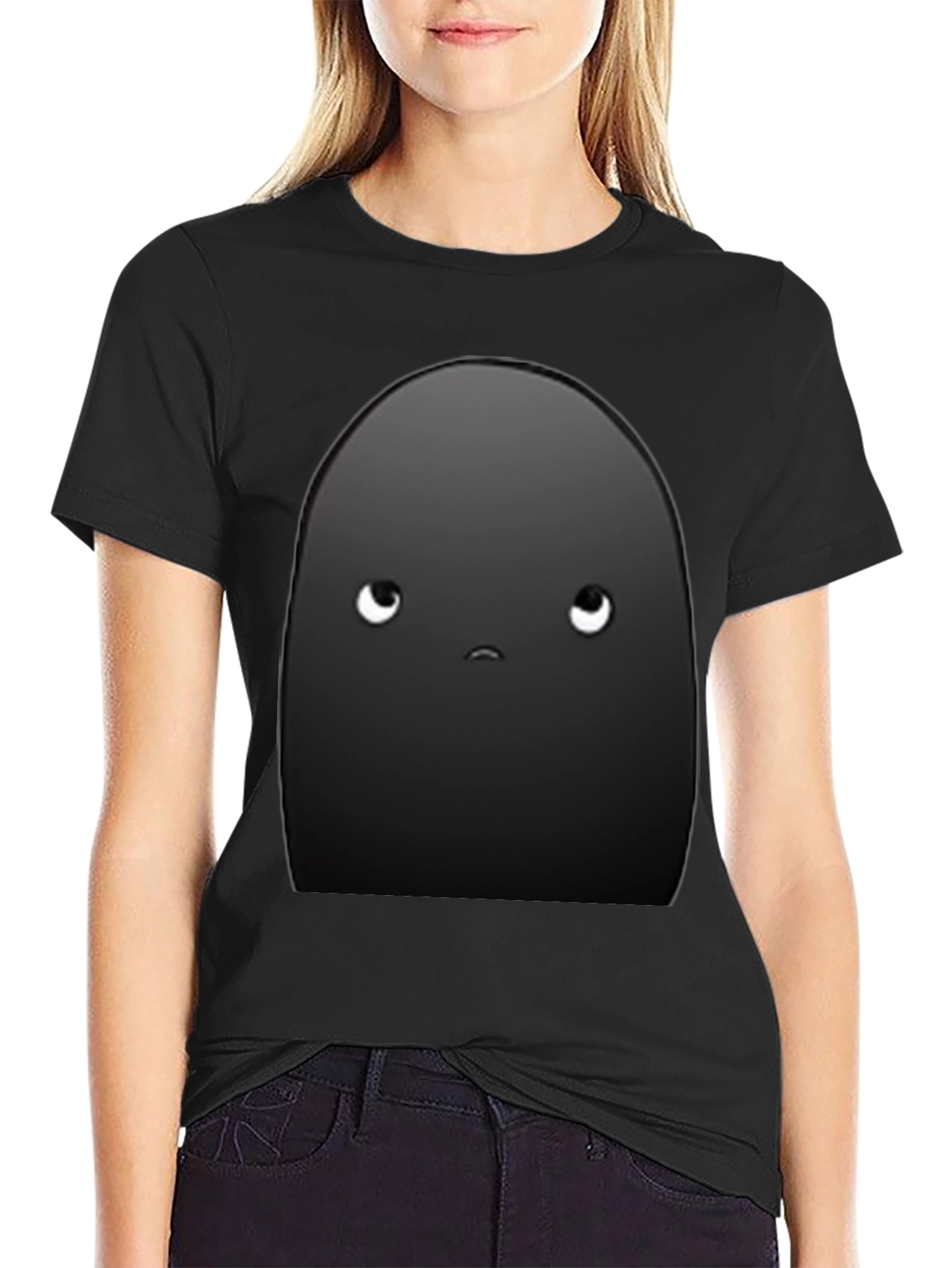 Sad Bean Black T-Shirt - Express Yourself!