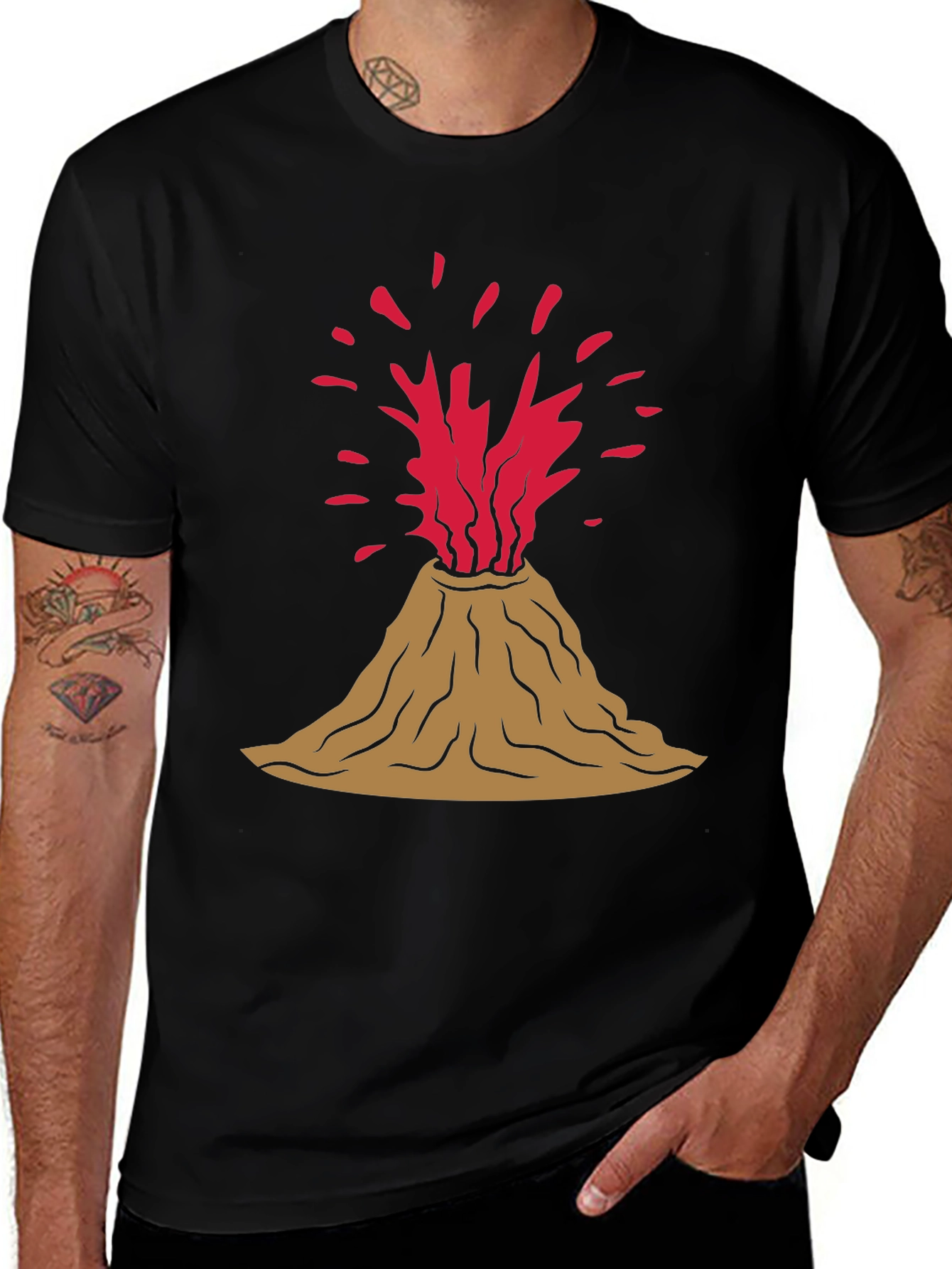 Volcano Eruption Graphic Tee - Black