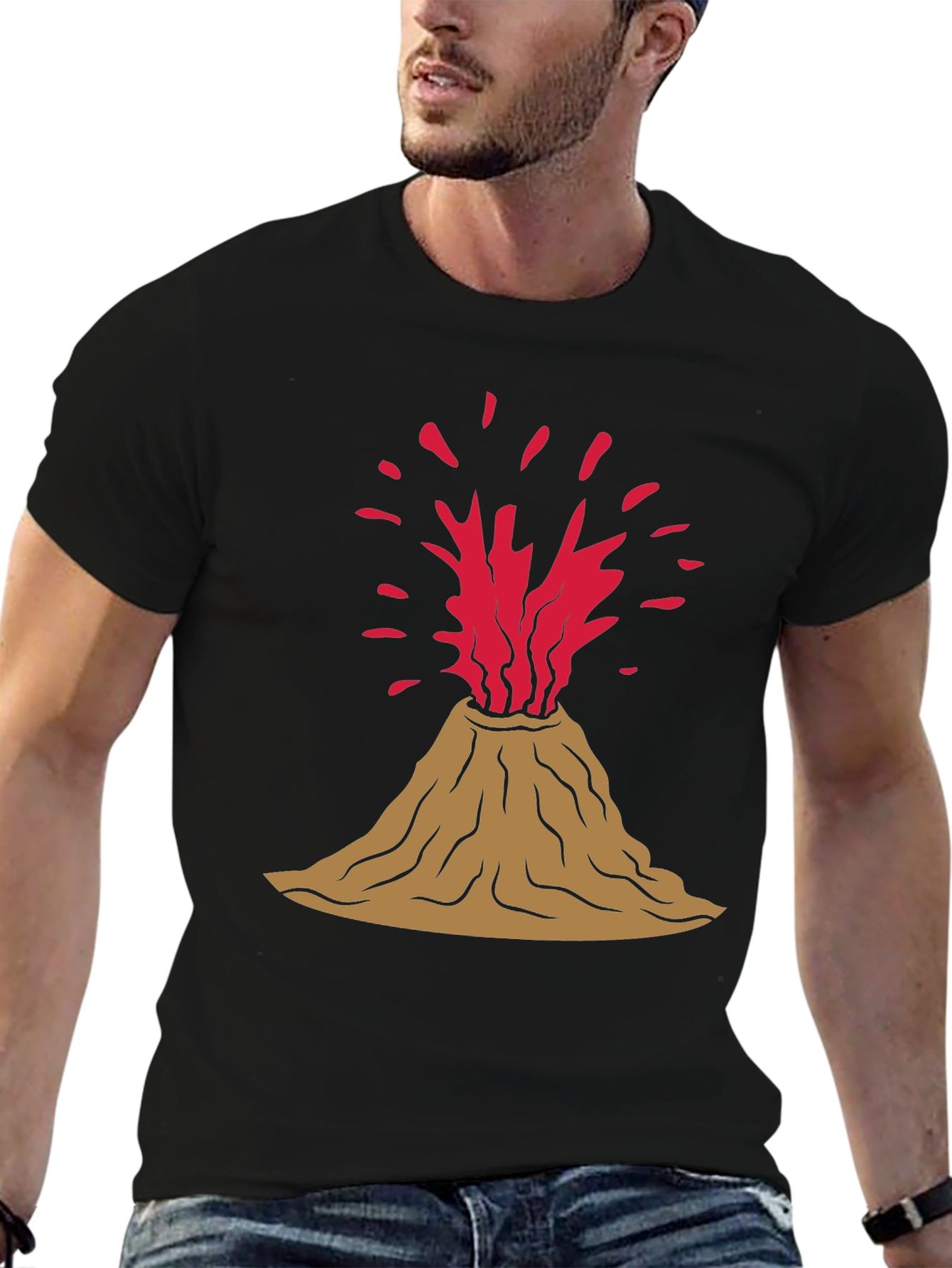 Volcano Eruption Graphic Tee - Black