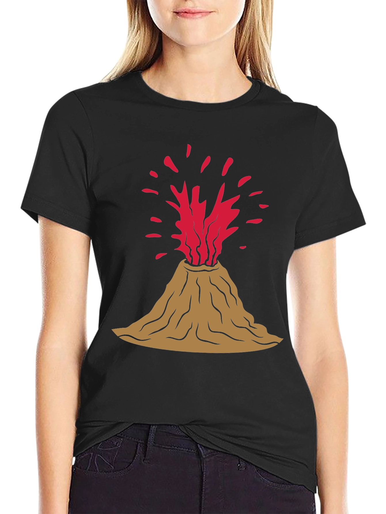 Volcano Eruption Graphic Tee - Black