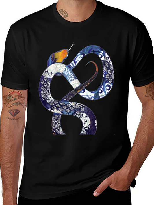 Serpentine Pattern Graphic T-Shirt - Bold Statement Tee