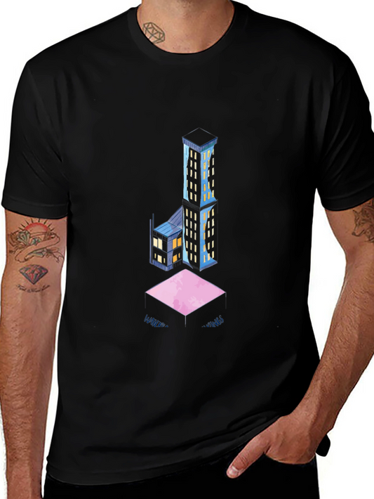 Abstract Cityscape Black T-Shirt