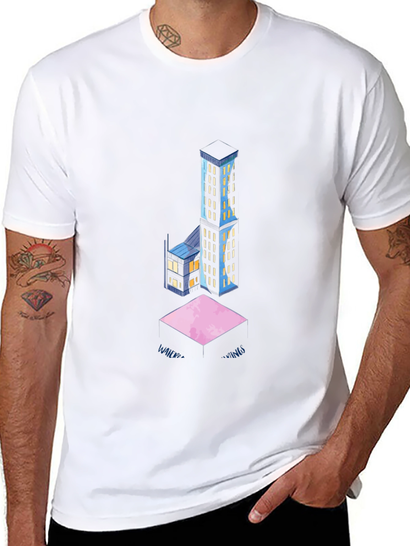Abstract Cityscape Black T-Shirt