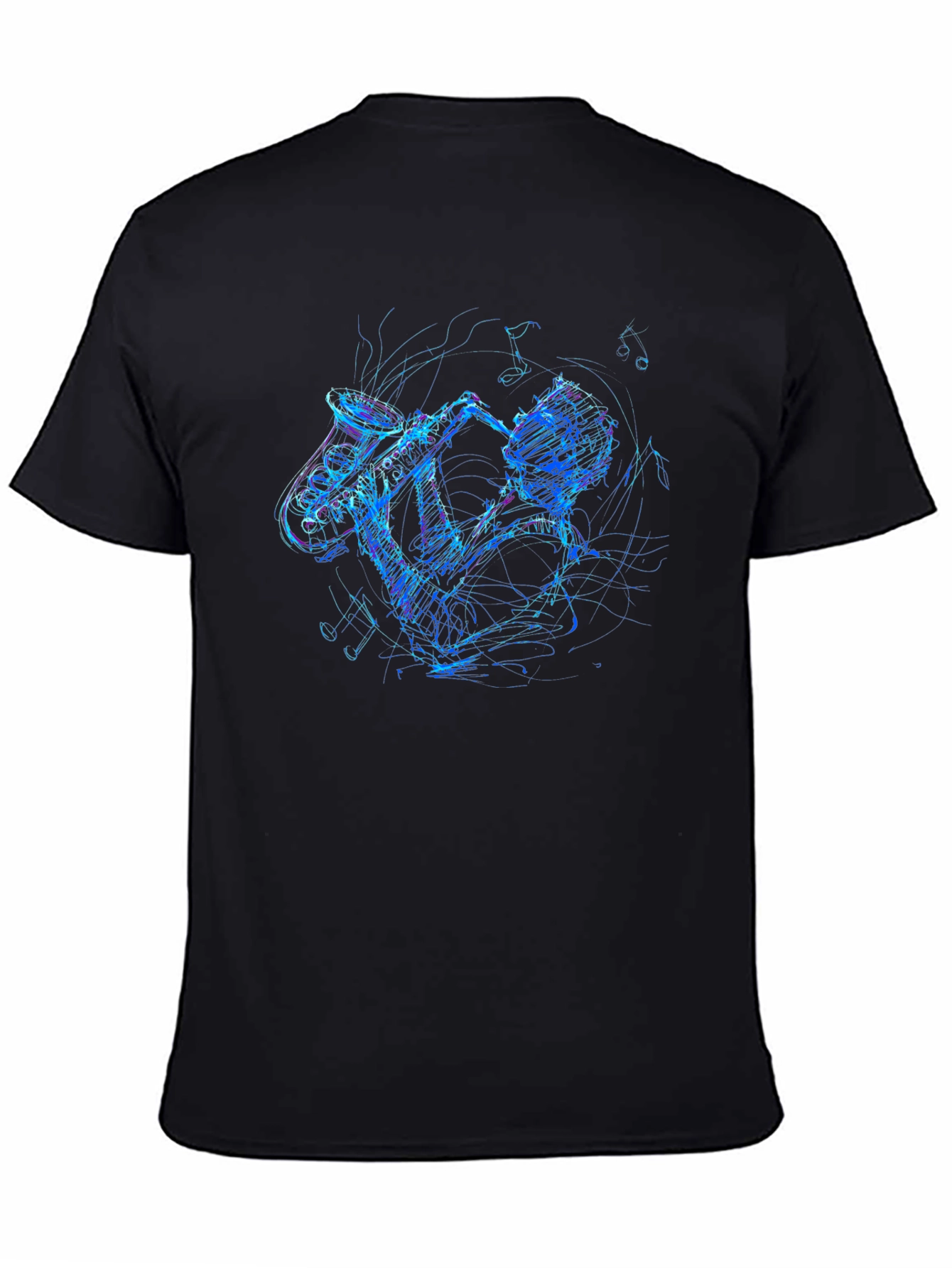Saxophone Player Graphic T-Shirt - Black