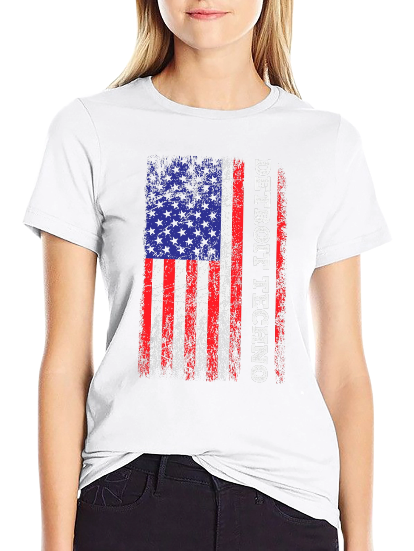 Detroit Techno American Flag Graphic T-Shirt