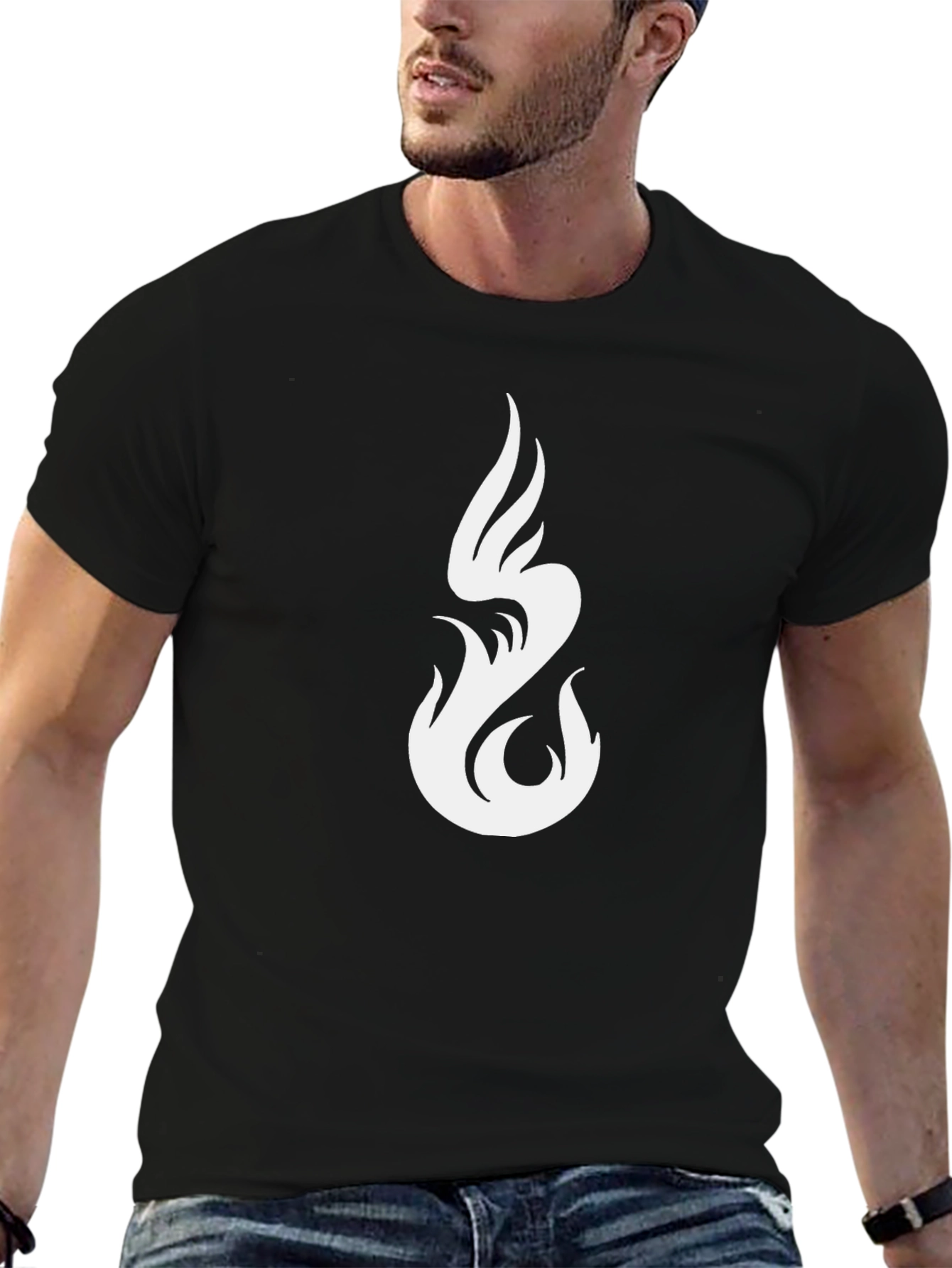 Flame Graphic Black Tee - Modern Style
