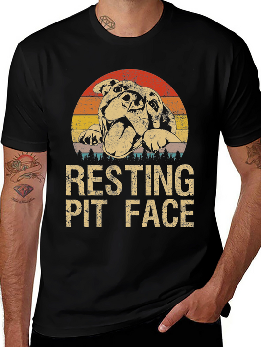 Resting Pit Face Graphic T-Shirt - Dog Lover Tee
