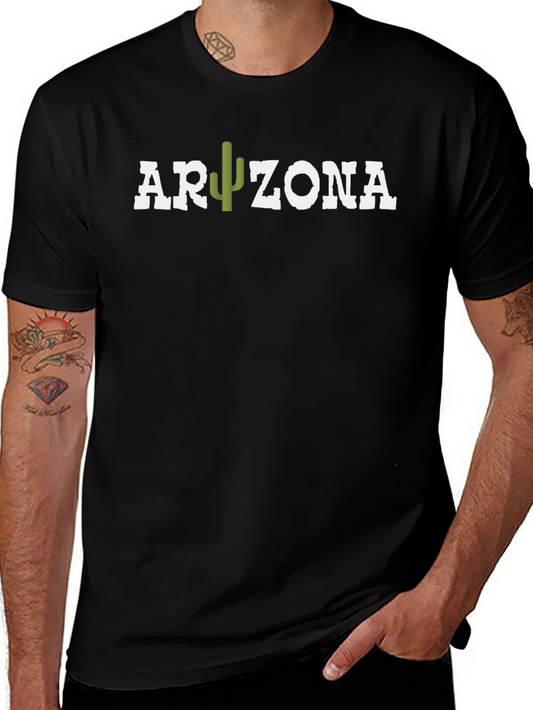 Arizona Cactus Graphic Print Black T-Shirt