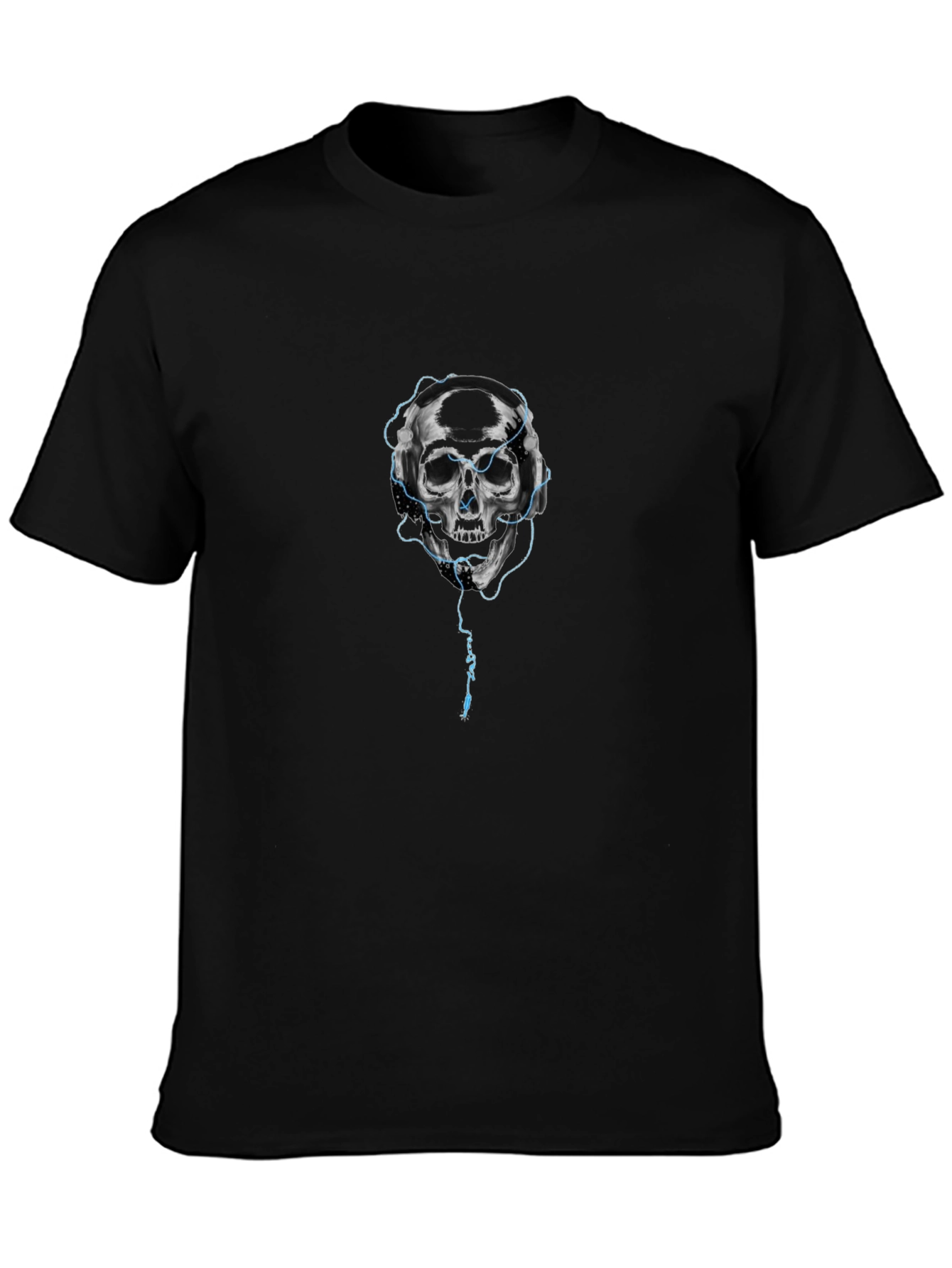 Skull Headphones Graphic T-Shirt - Black