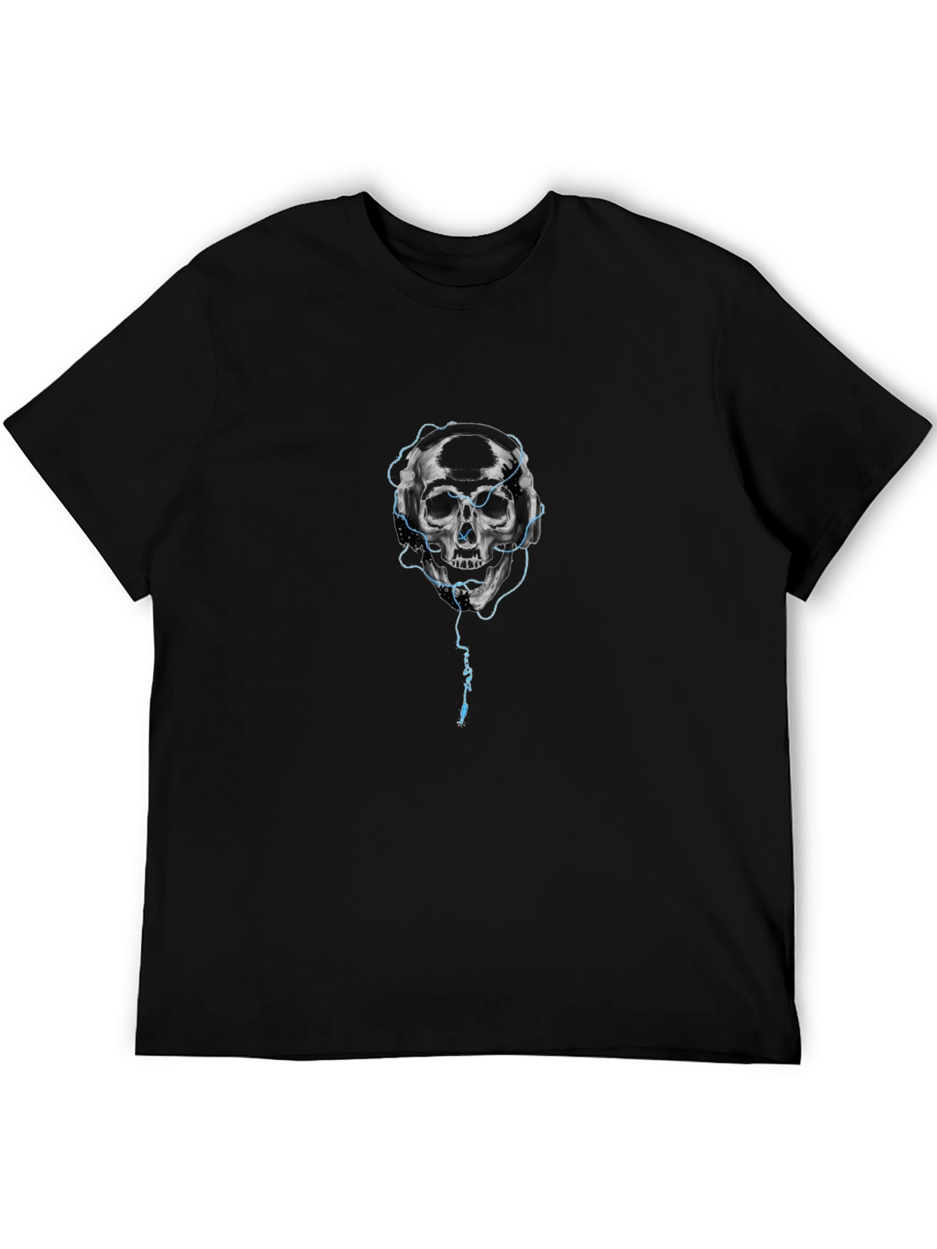 Skull Headphones Graphic T-Shirt - Black