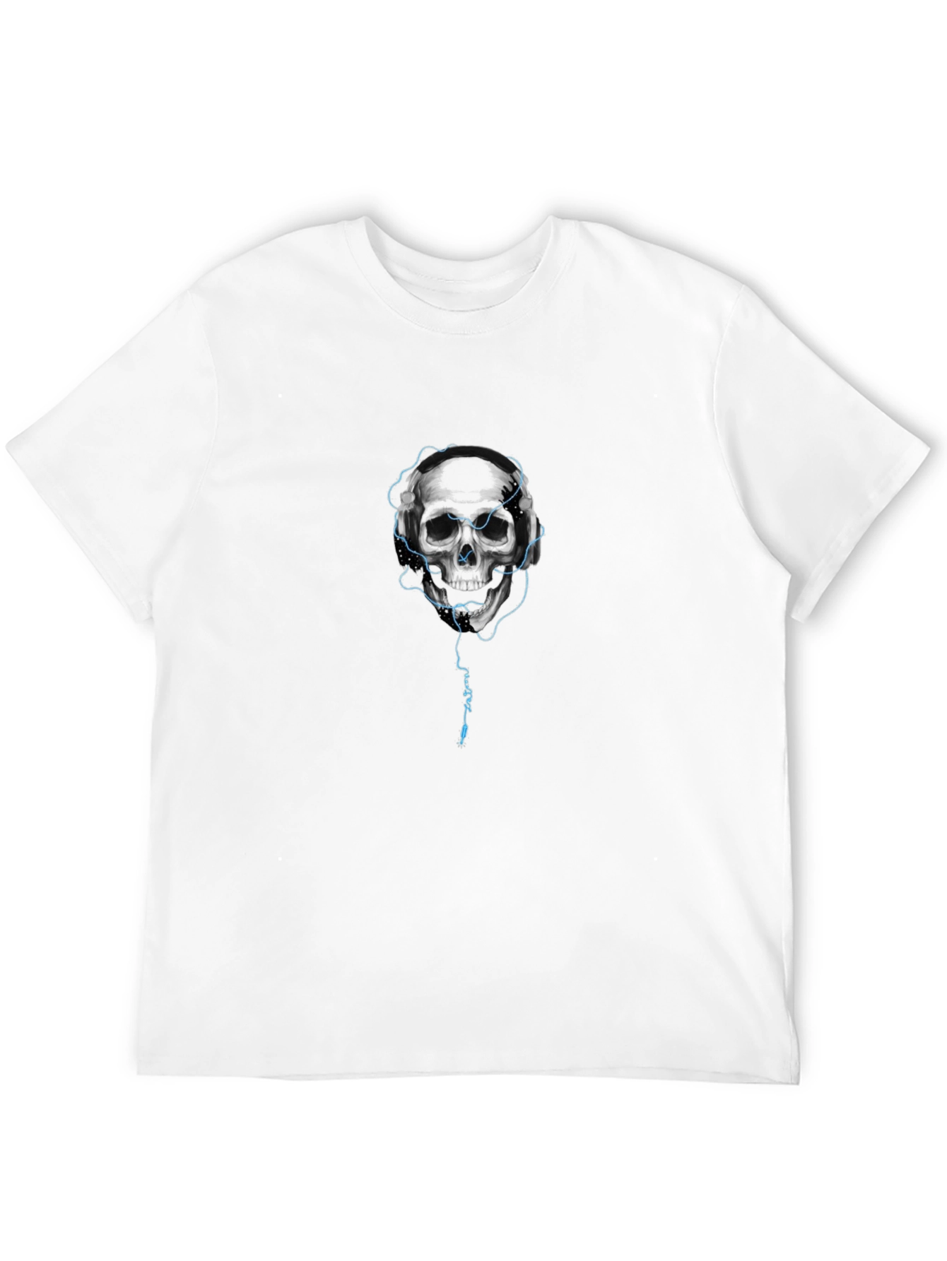 Skull Headphones Graphic T-Shirt - Black