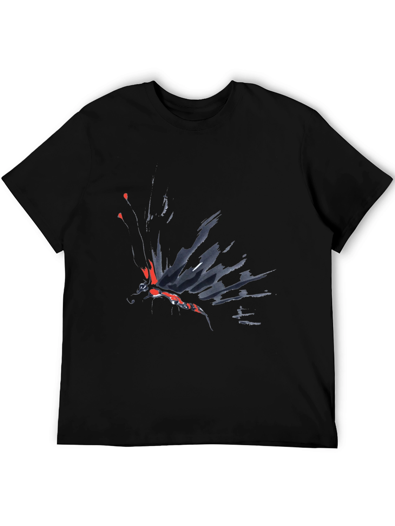 Abstract Butterfly Graphic Black T-Shirt