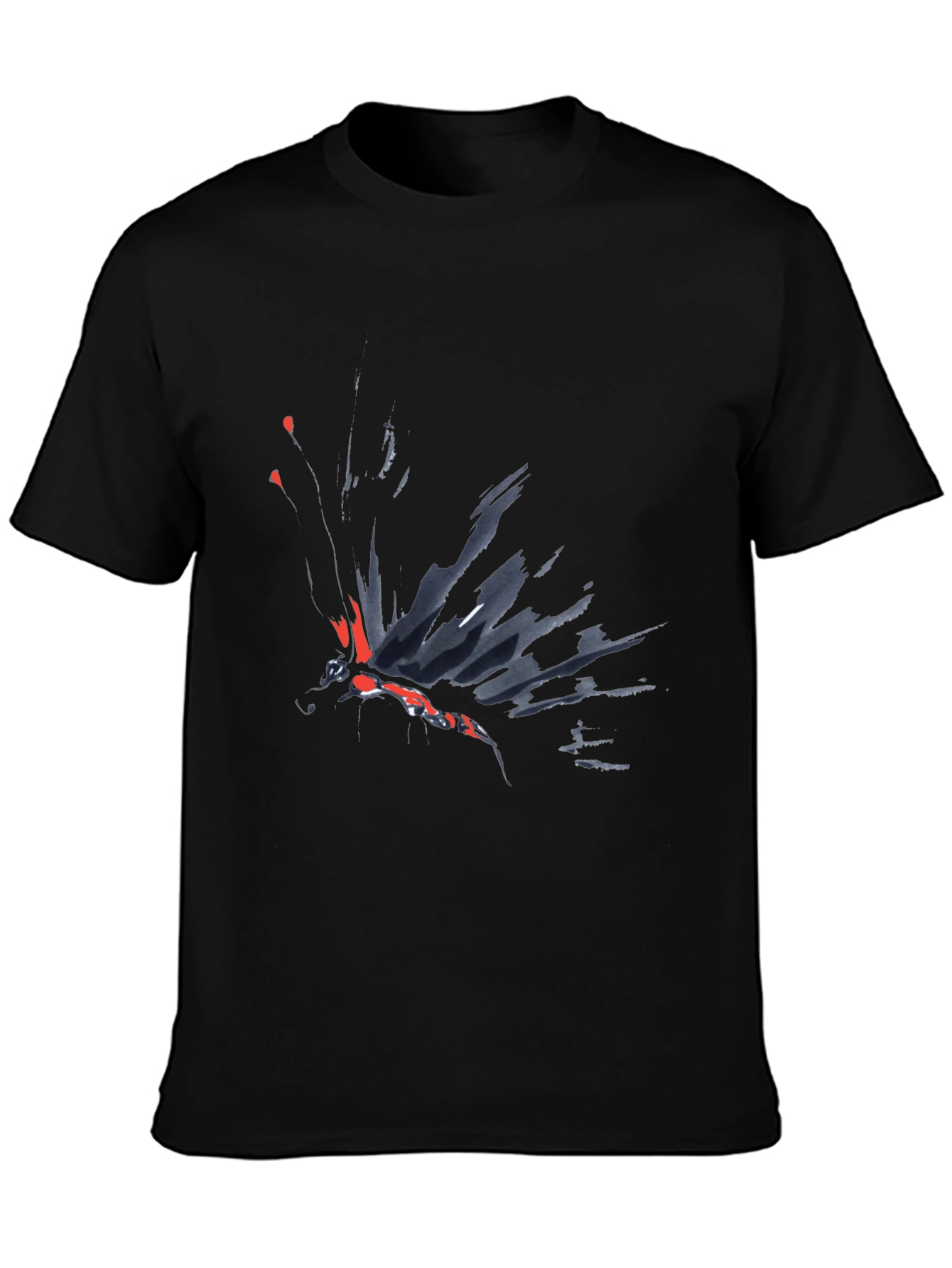 Abstract Butterfly Graphic Black T-Shirt