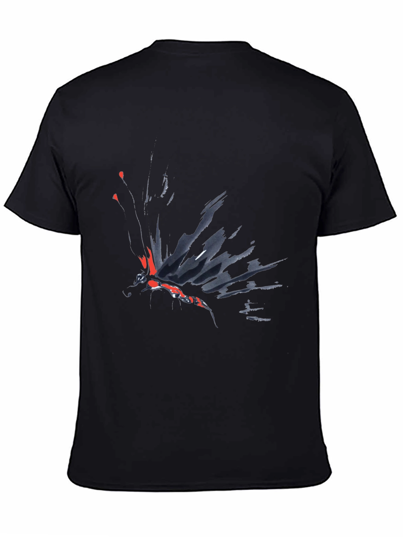Abstract Butterfly Graphic Black T-Shirt