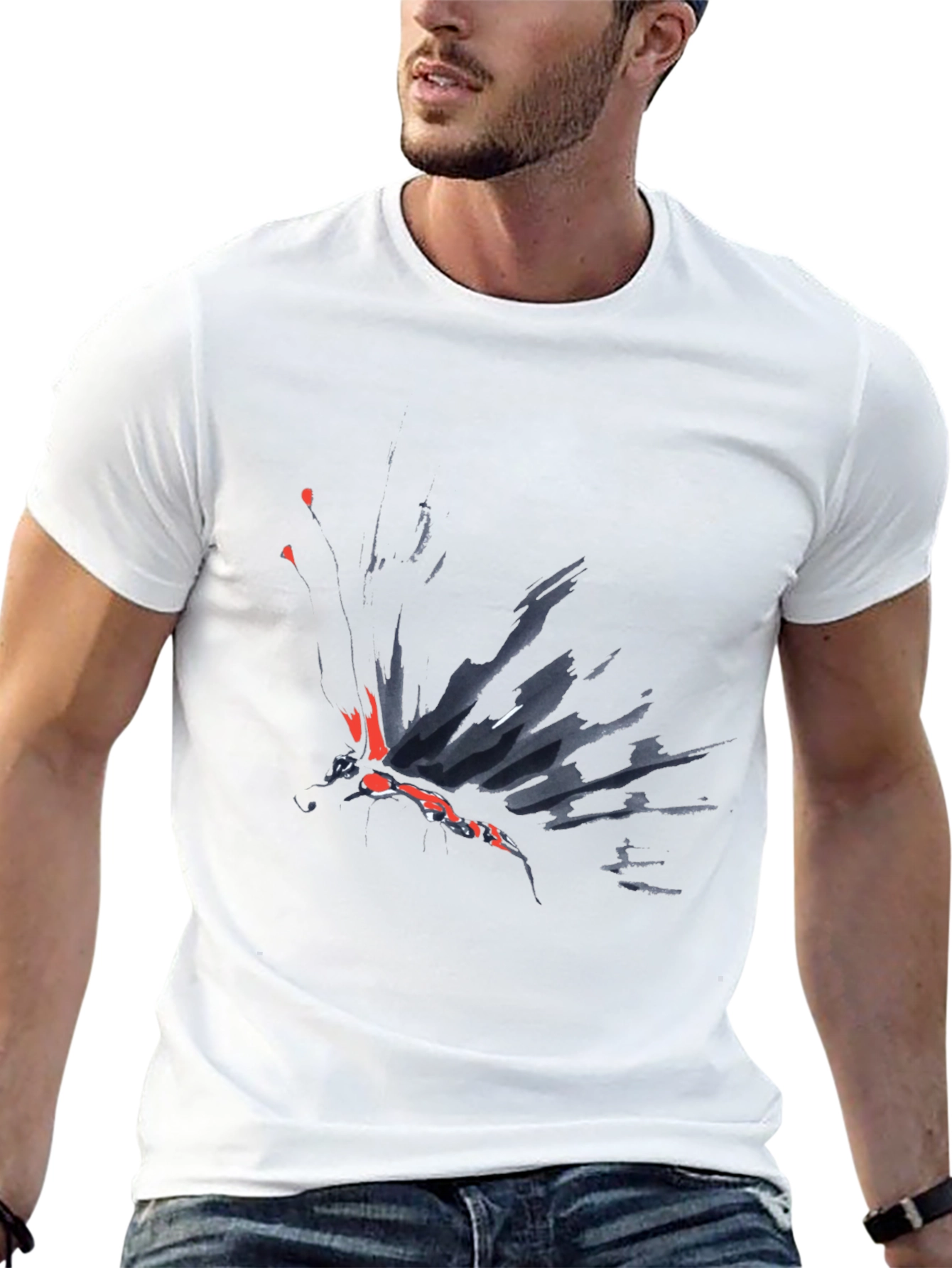 Abstract Butterfly Graphic Black T-Shirt