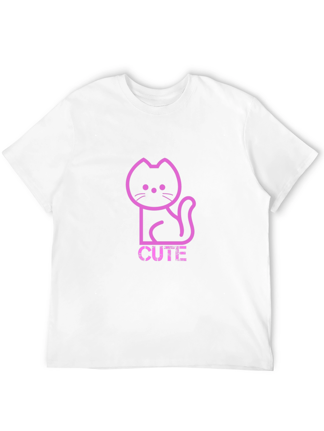 Cute Pink Cat Graphic T-Shirt - Trendy Black Tee