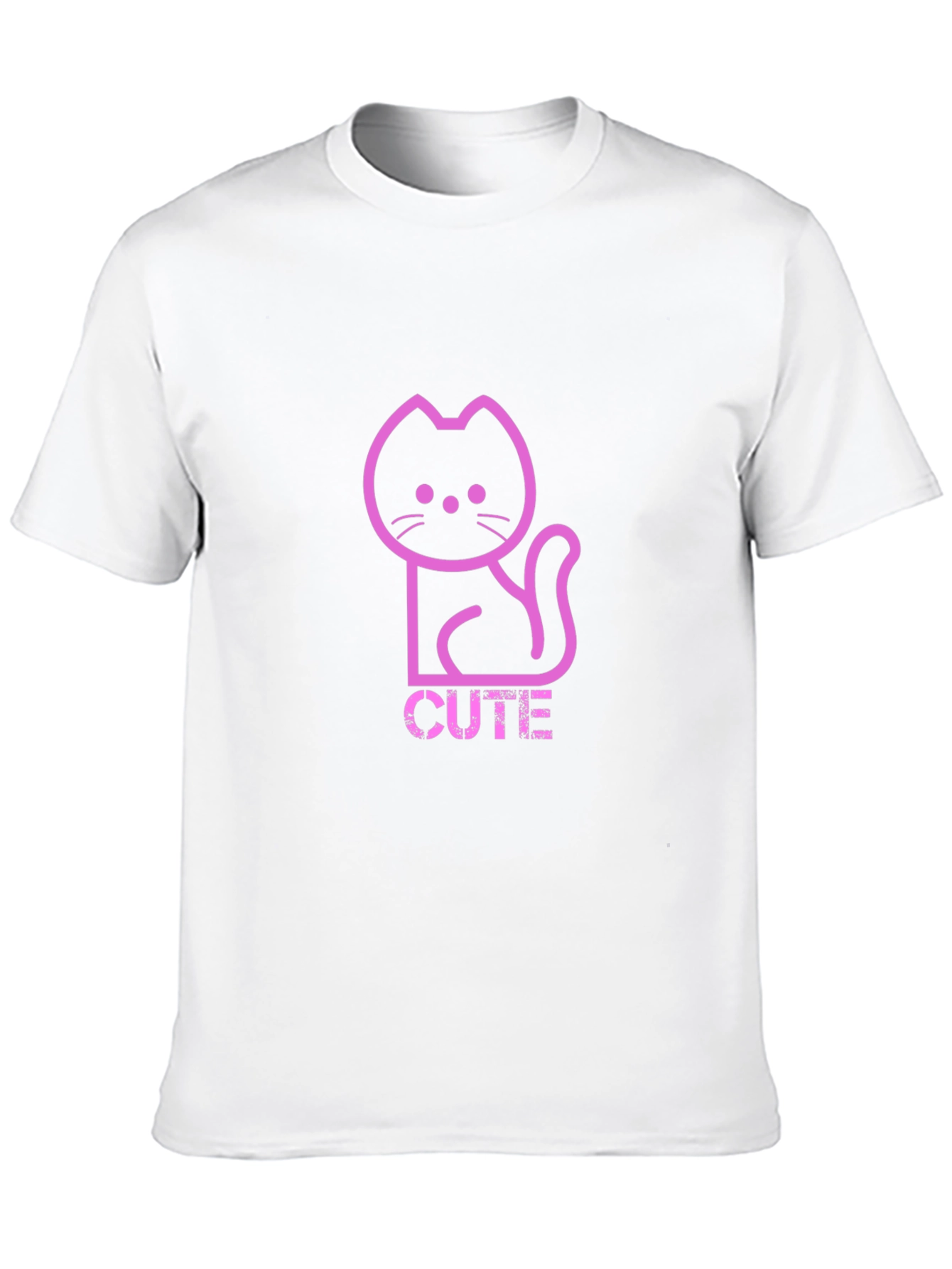 Cute Pink Cat Graphic T-Shirt - Trendy Black Tee