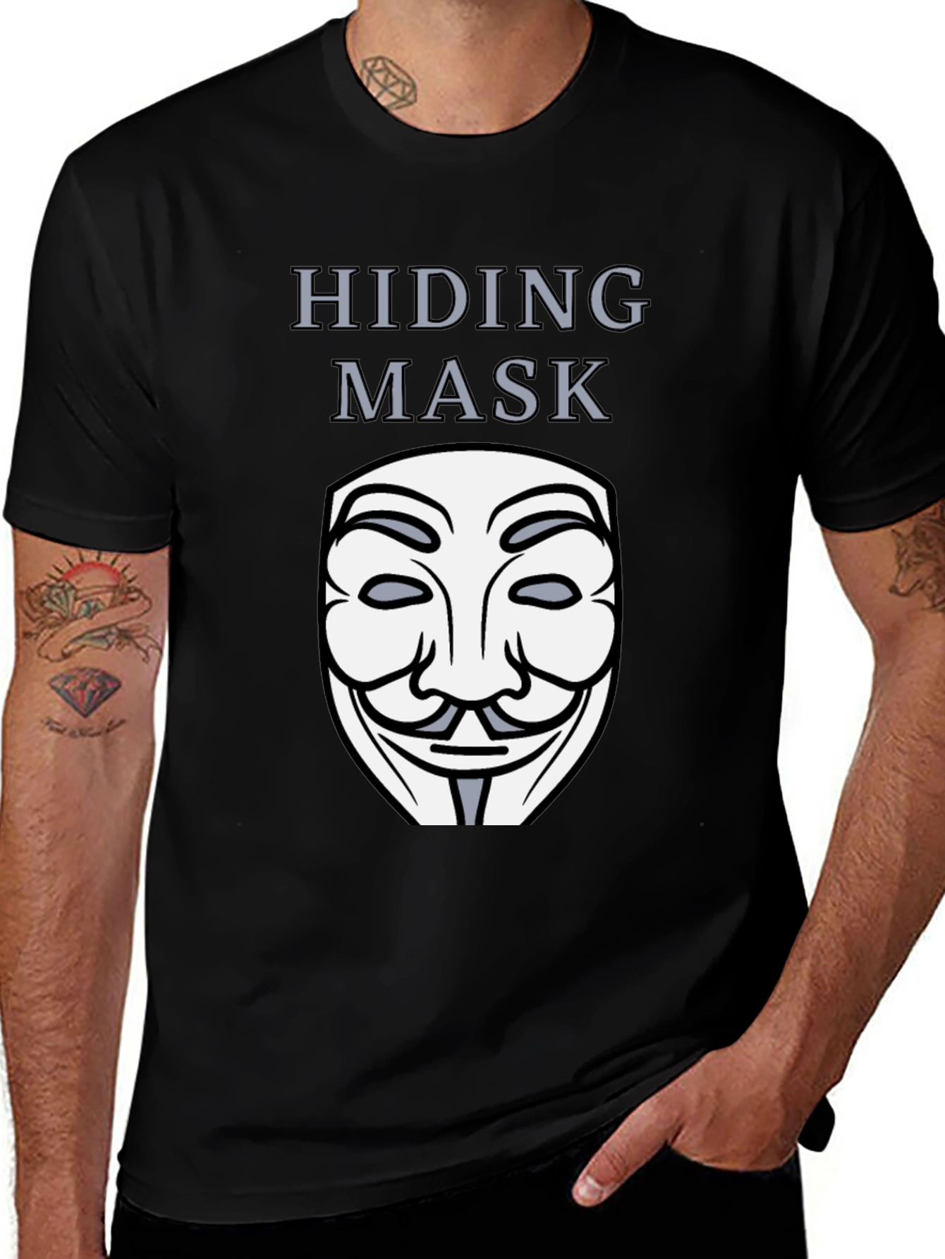 Hiding Mask Graphic Tee - Anonymous Style