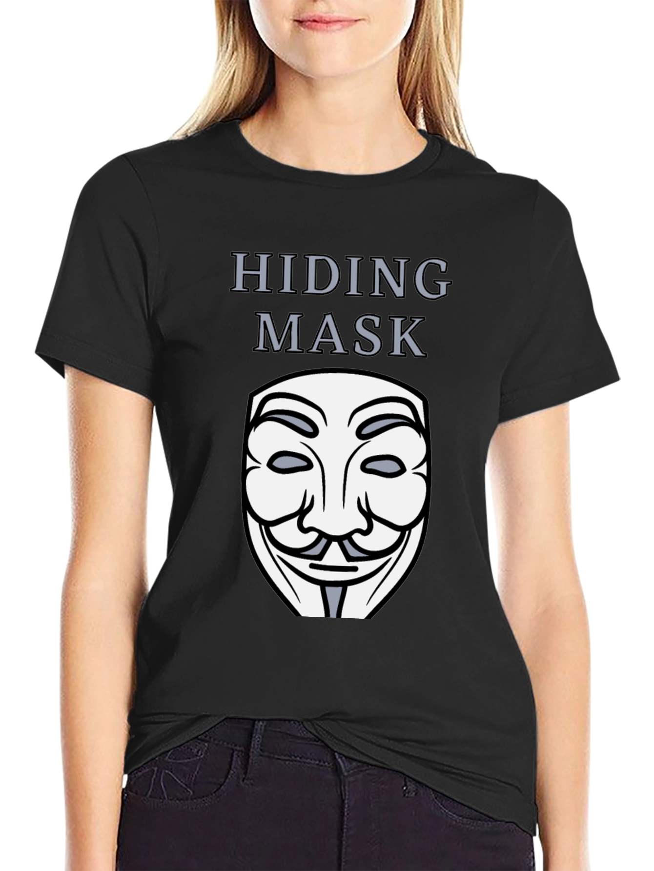 Hiding Mask Graphic Tee - Anonymous Style