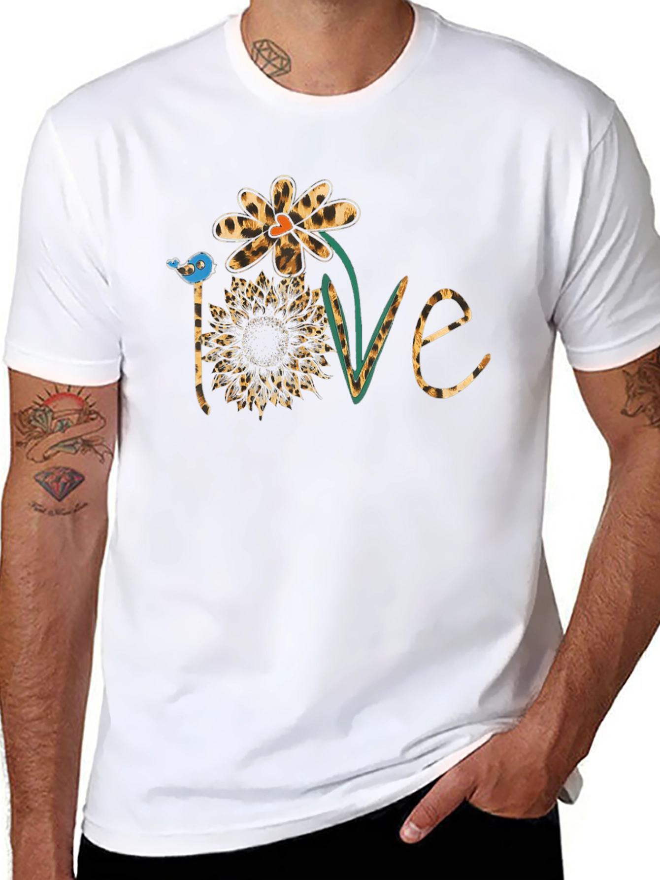 Love Leopard Sunflower Graphic Tee