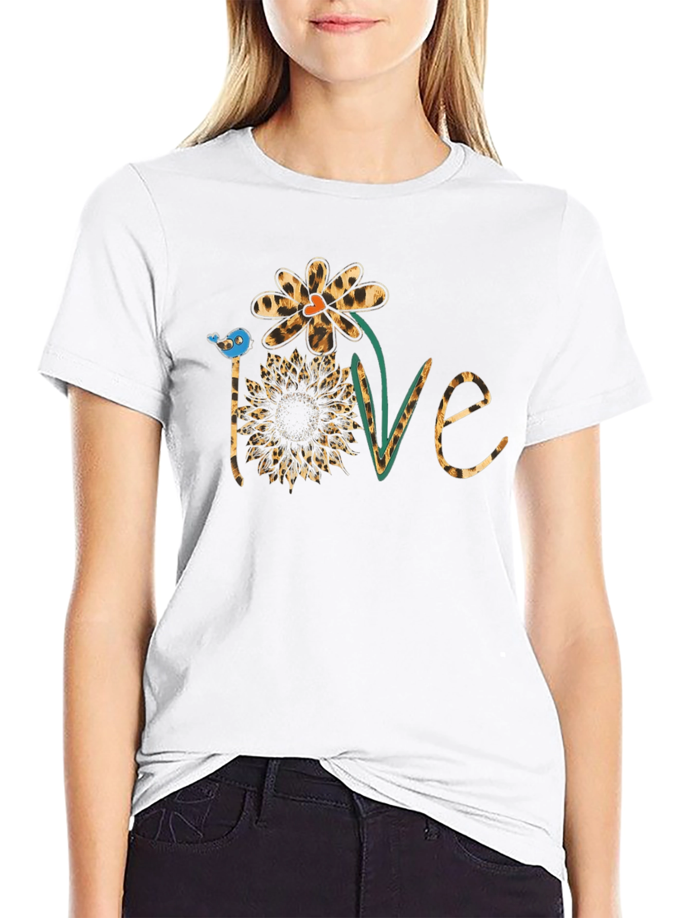 Love Leopard Sunflower Graphic Tee