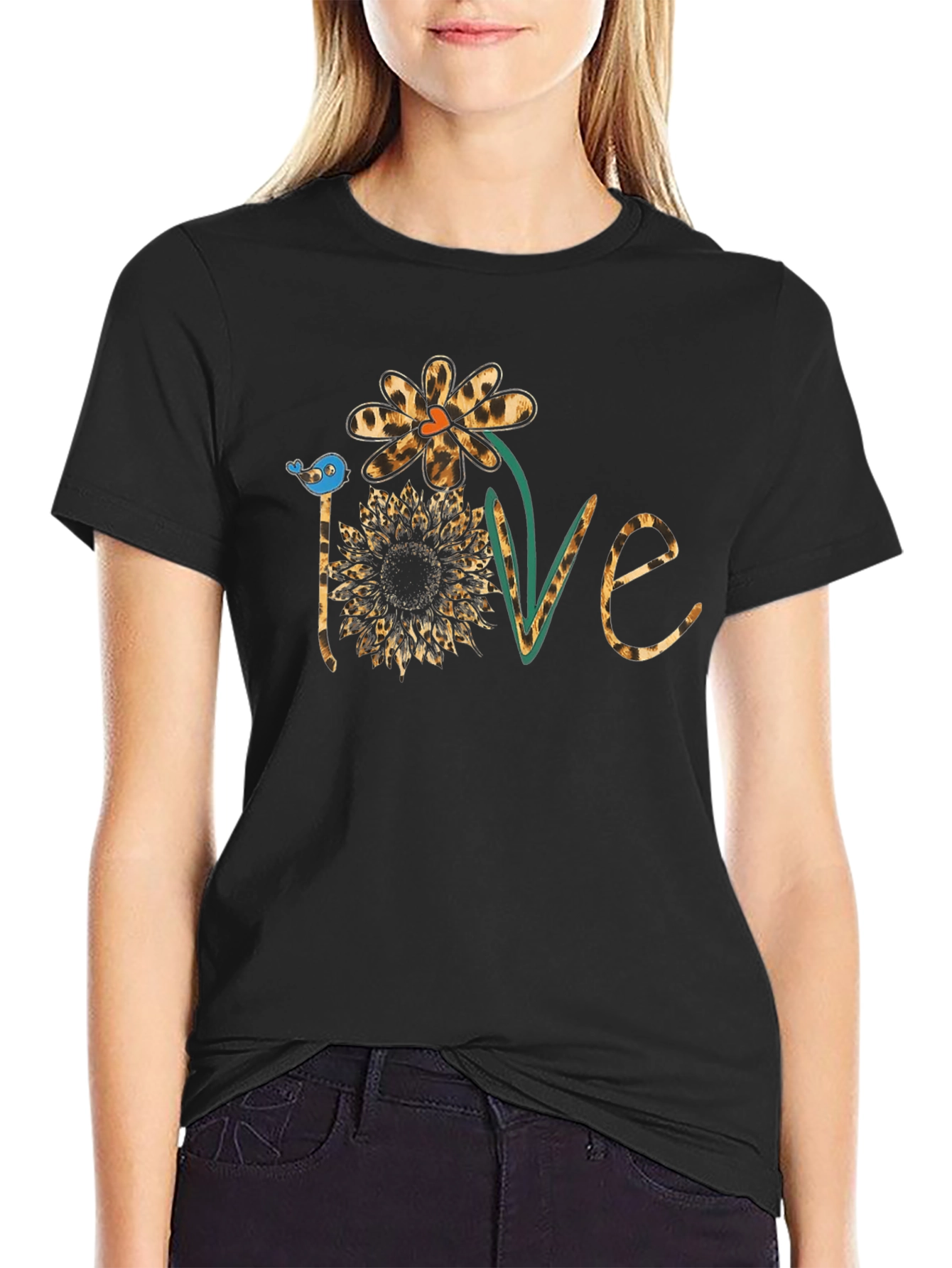 Love Leopard Sunflower Graphic Tee
