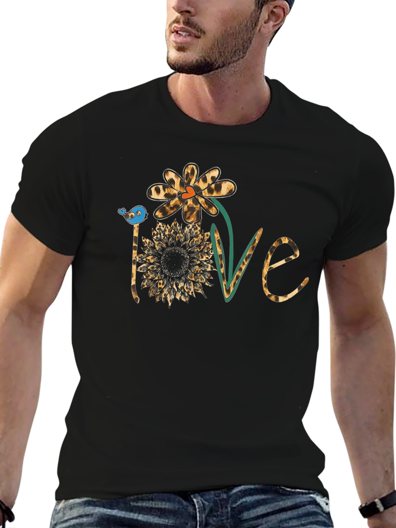 Love Leopard Sunflower Graphic Tee