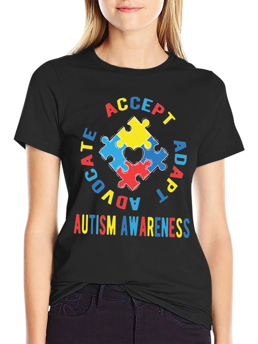 Autism Awareness T-Shirt - Accept Adapt Advocate