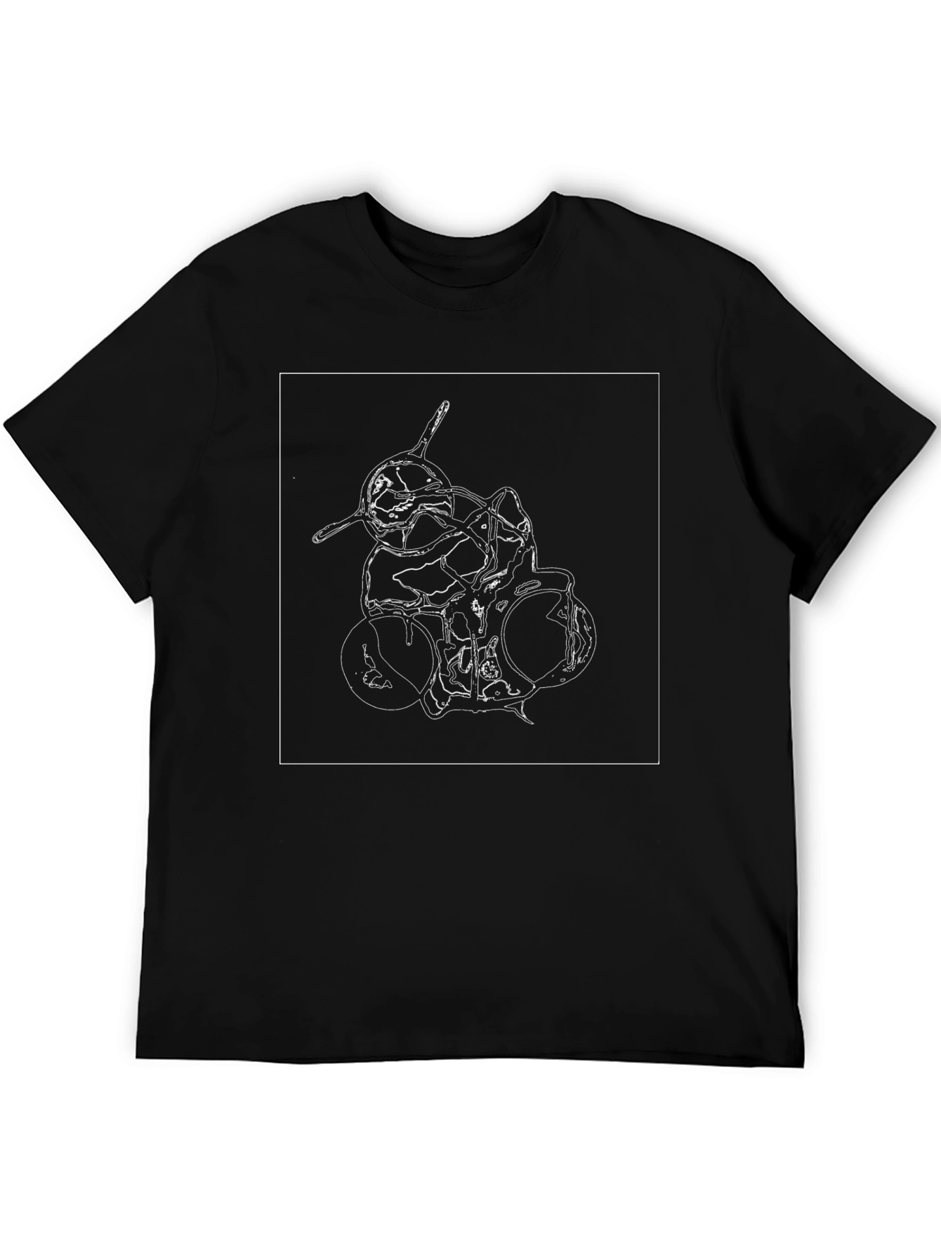 Abstract Drum Set Graphic Tee - Black Cotton T-Shirt